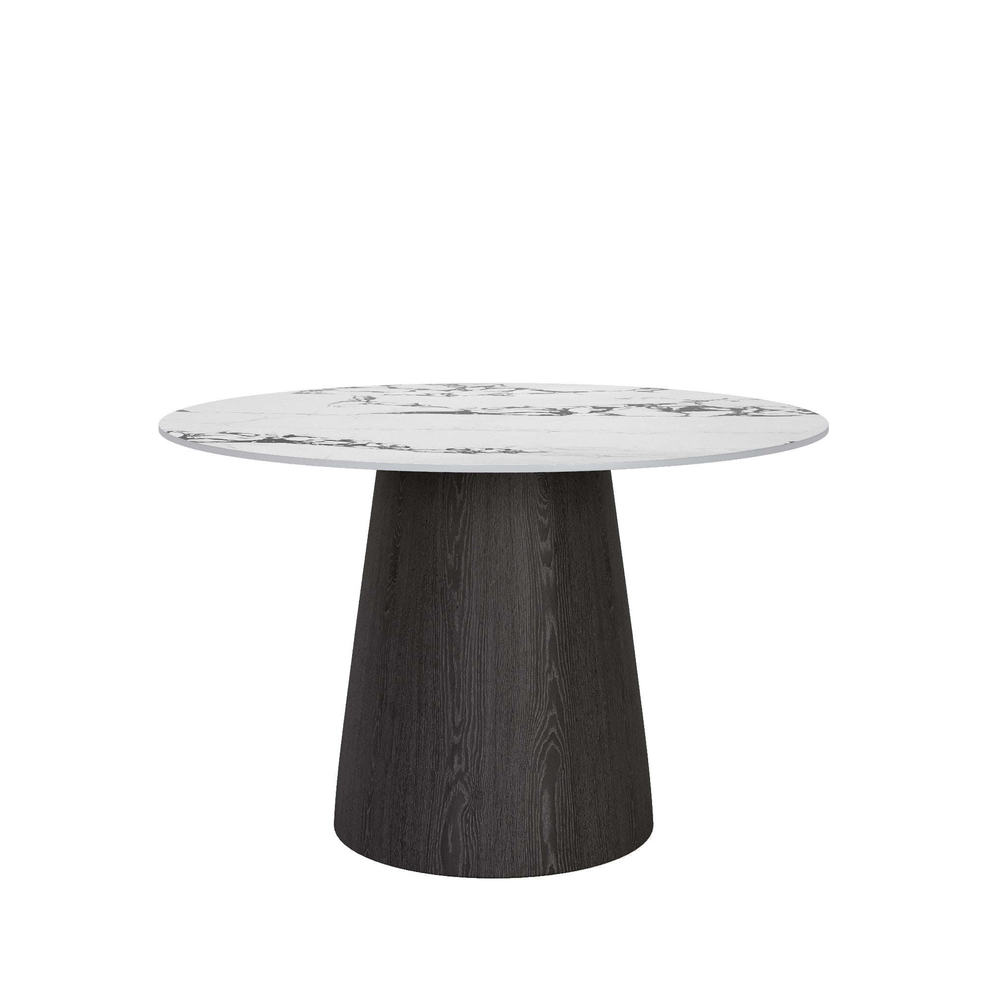 Small Round Modern Dining Table 43' Kitchen Table With Black Pedestal For 5 Person - White Black