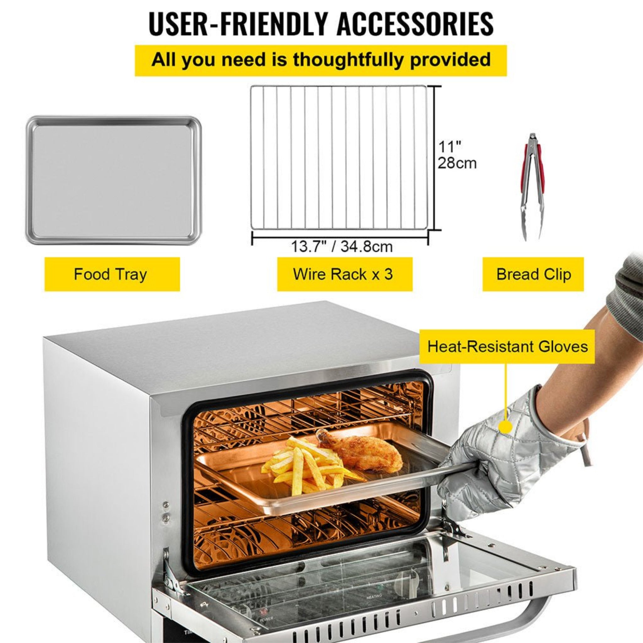 Heavy Duty Commercial Stainless Steel Countertop Convection Toaster Oven (SAK51683)