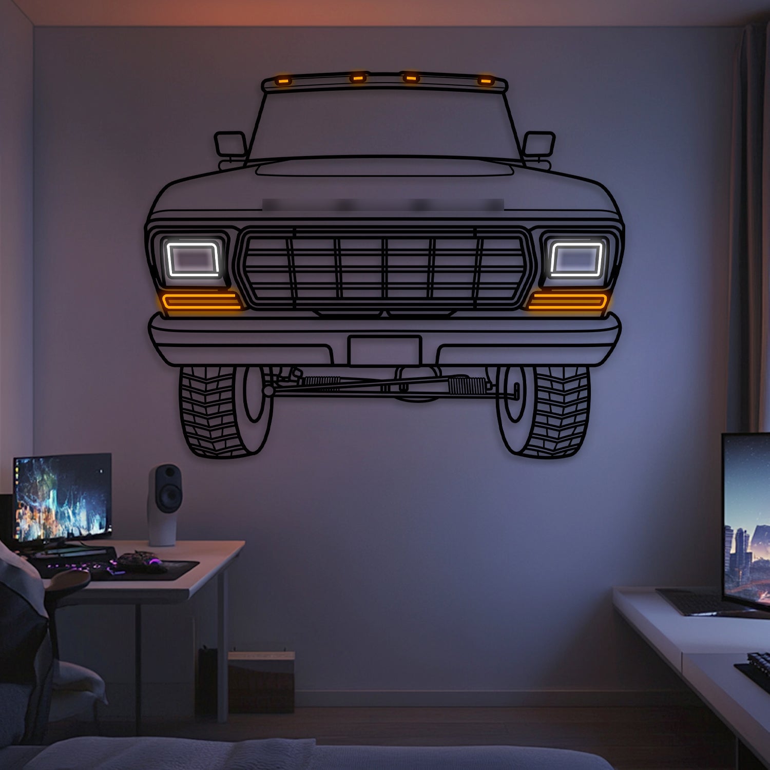 1979 F-150 Front View Metal Neon Car Wall Art -MTN0238