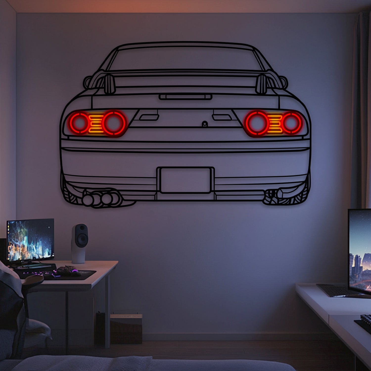 1997 180SX Back View Metal Neon Car Wall Art -MTN0241
