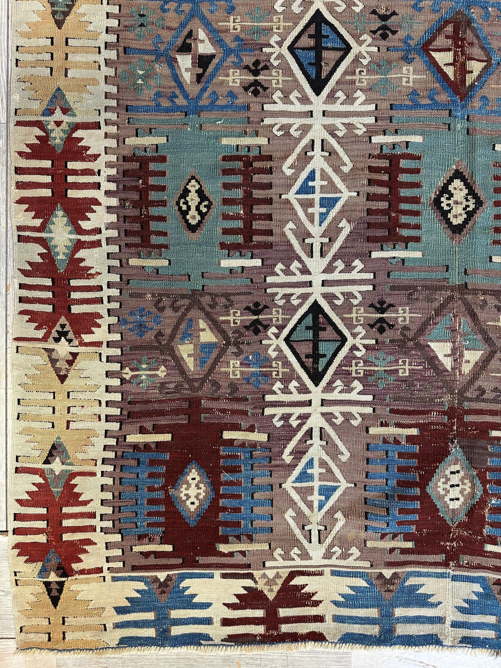 Reyhanli Anatolian 19th C Antique One Of A Kind Kilim Rug 5’ x 8’3”