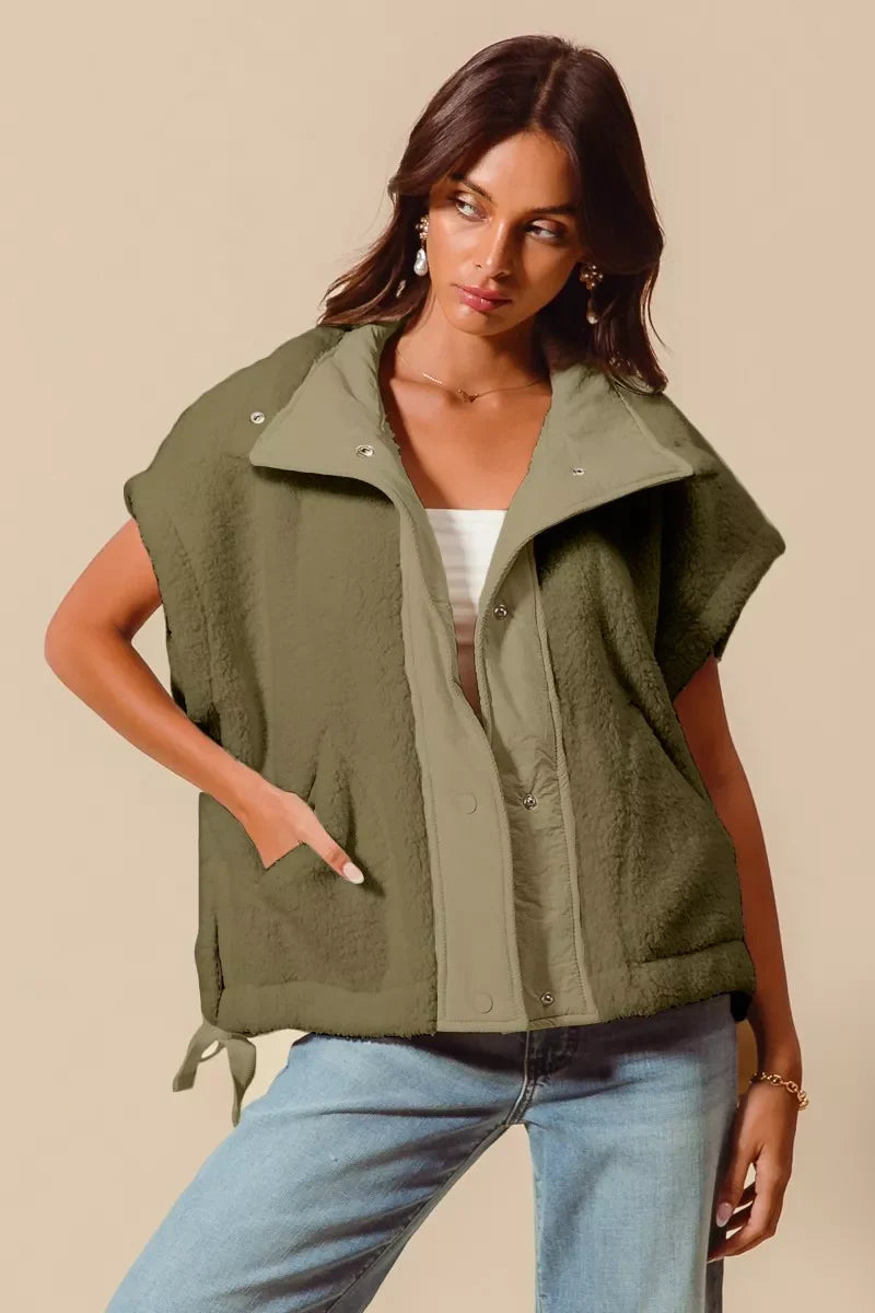 SO ME Over Sized Soft Sherpa Fur Sleeveless Vest Jacket
