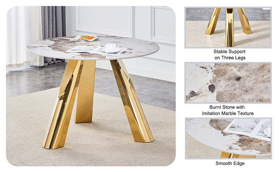 42' Luxury Sintered Stone Table: 0.45' Durable Top + 6' Steel Legs, 350lb Capacity, Stain/Heat-Resistant White/Gray Veined Surface - Modern Minimalist Design