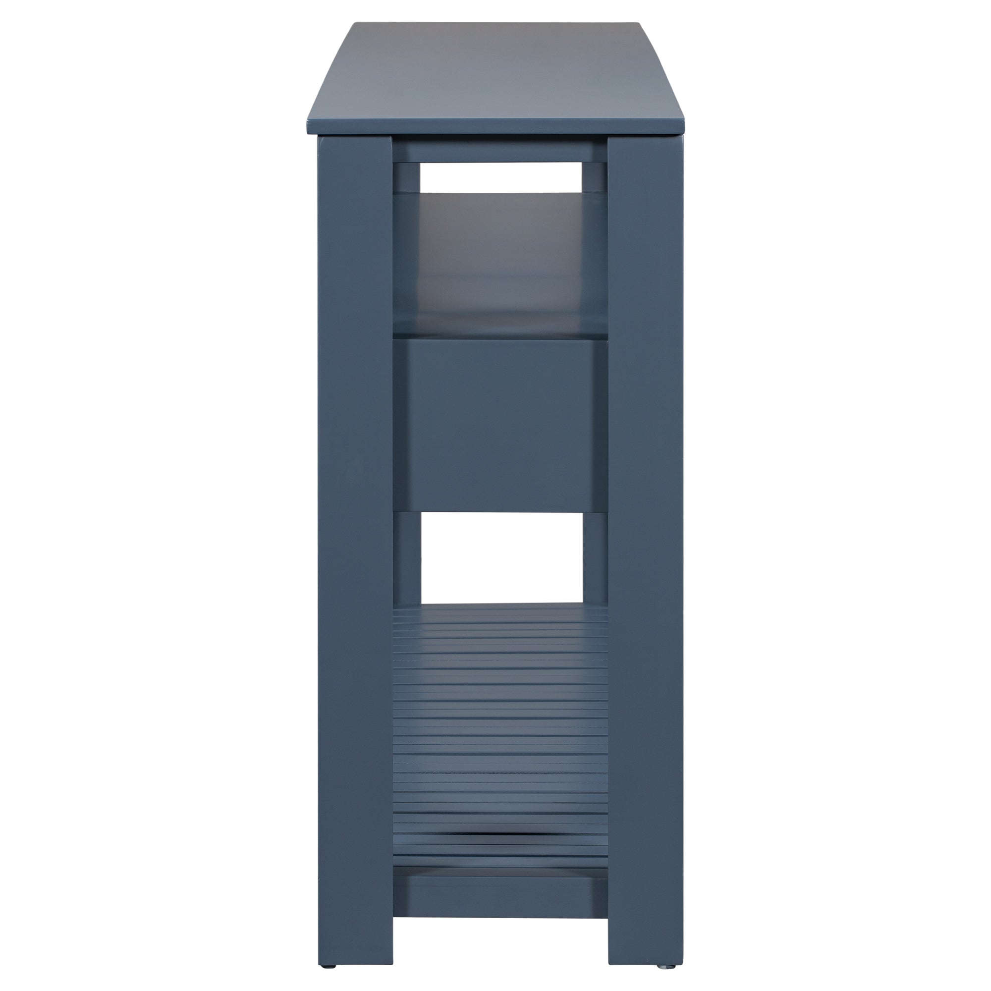 U_STYLE 62.2''Large Entryway Table with 4 Drawers,Painted Console Table with 3-Tier Open Shelves and Metal Handles,Versatile Hallway Sofa Table for Living Room, Bedroom, Foyer and Kitchen