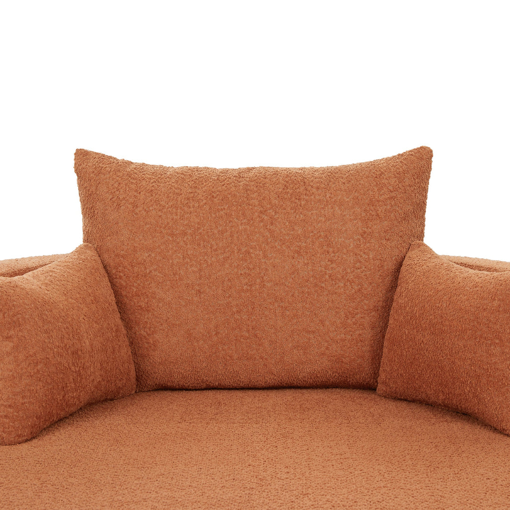 360° Swivel Accent Barrel Chair with Removable Pillows, Orange Red Chenille, 56.3 Inch