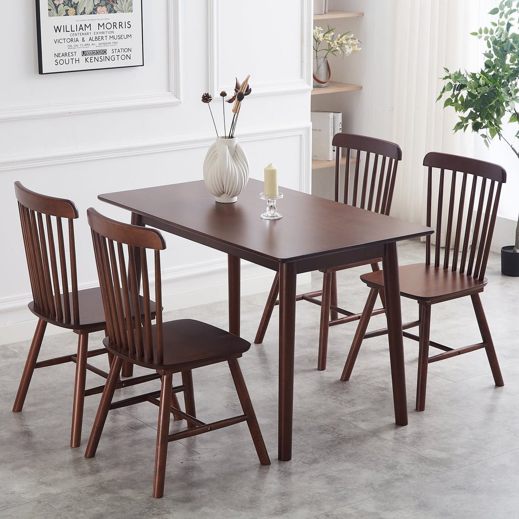 4 pieces of dining chair, Walnut, rubber wood material, dining chair, solid wood chair, solid wood dining table chair, living room chair, simple and natural