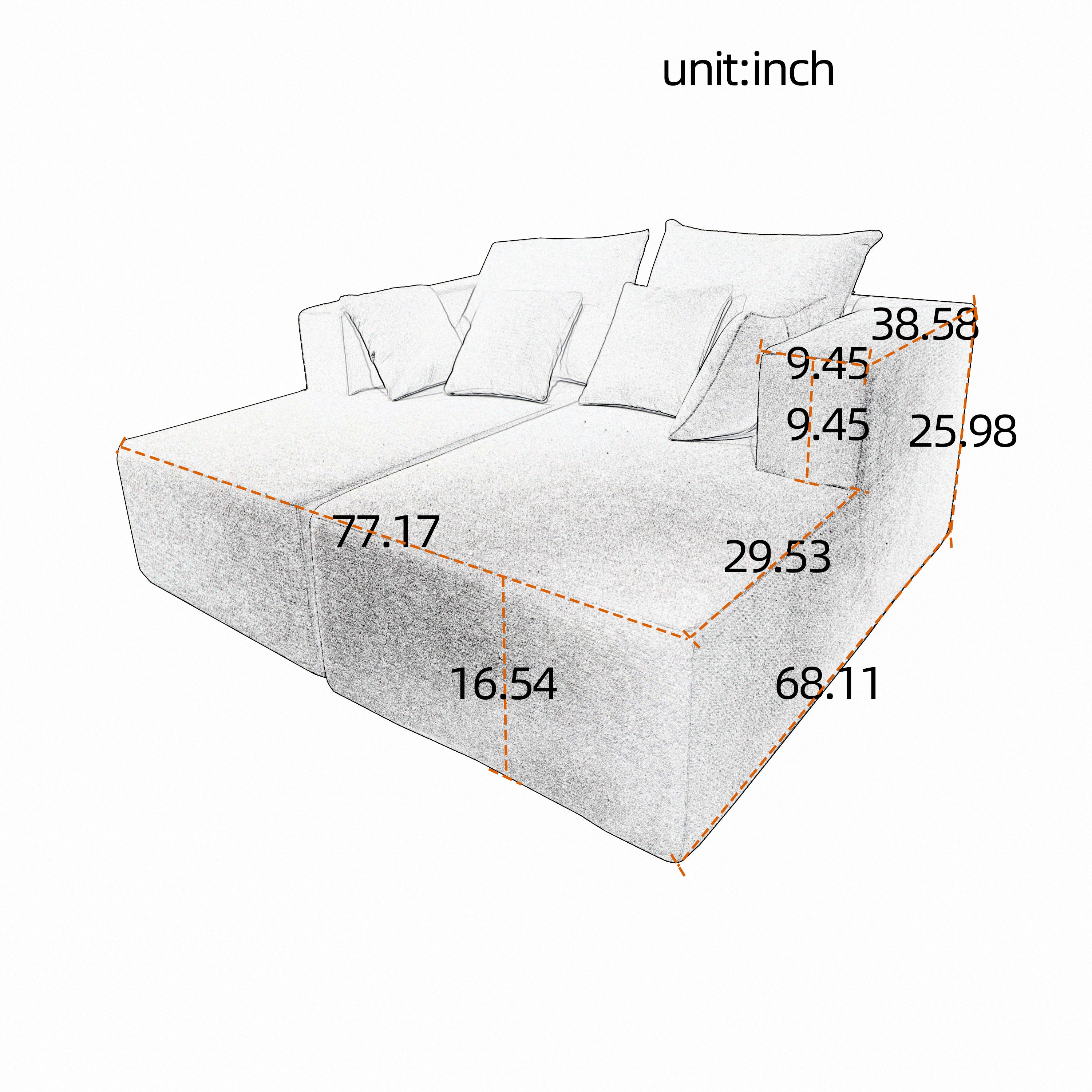 Four seater combination sofa, sofa bed, made of high-density sponge and soft linen fabric, with multiple combination methods (beige)