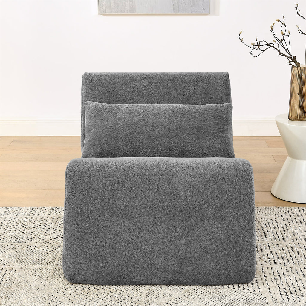 Bean Bag Chair, Lazy Floor Sofa Couch for Adults and Kids, Fireside Chair with Ergonomic Design, Memory Foam Lounge Chair for Living Room Bedroom, Office, Grey