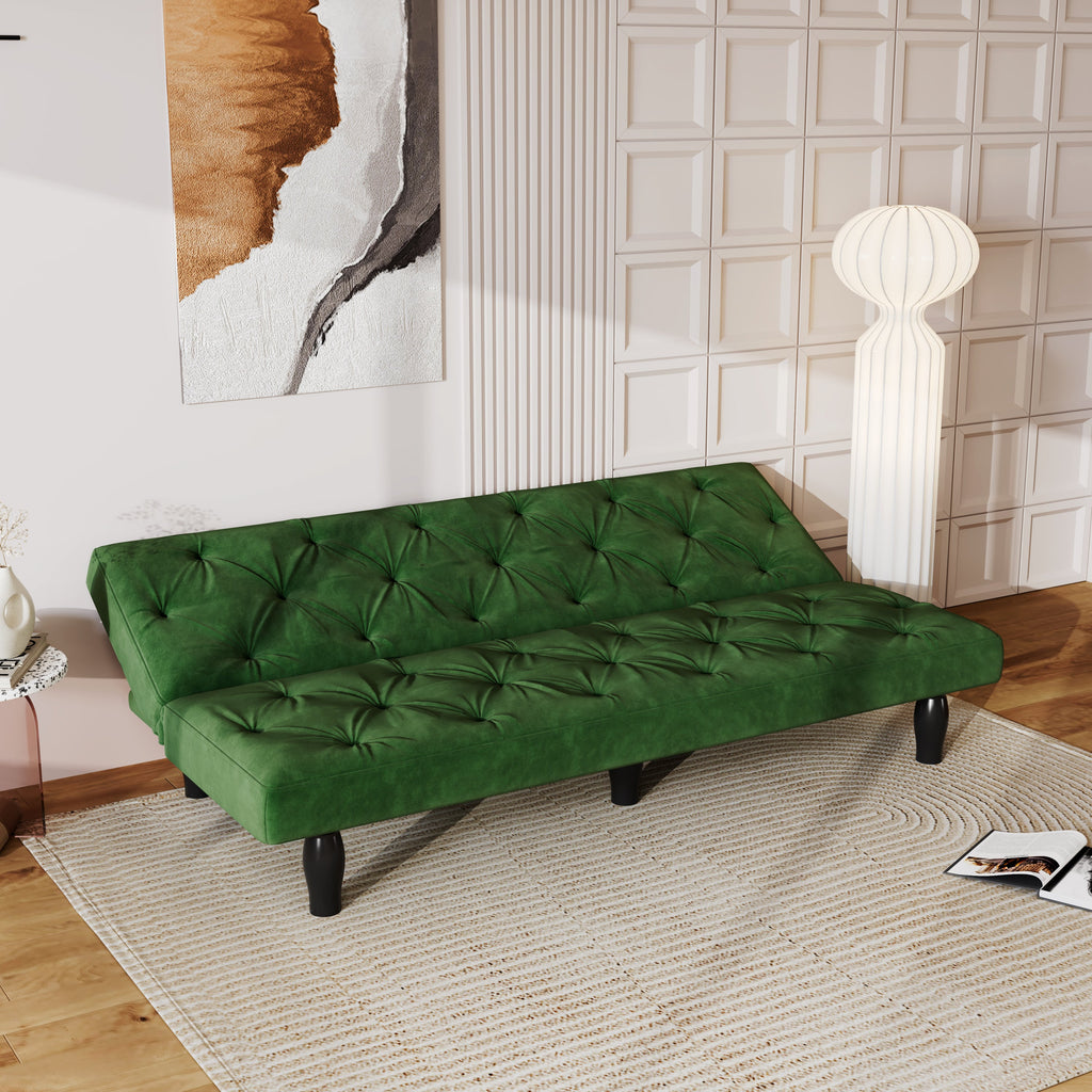 Sofa Magic: 66" Green Velvet Sofa Bed Transforms into a Comfortable Sleeping Space, Perfect for Family Living Rooms, Apartments, and Bedrooms