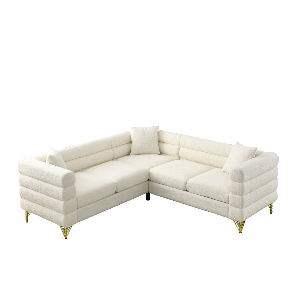 81.5-Inch Oversized Corner Sofa, L-Shaped Sectional Couch,   5-Seater Corner Sofas with 3 Cushions for Living Room, Bedroom, Apartment, Office