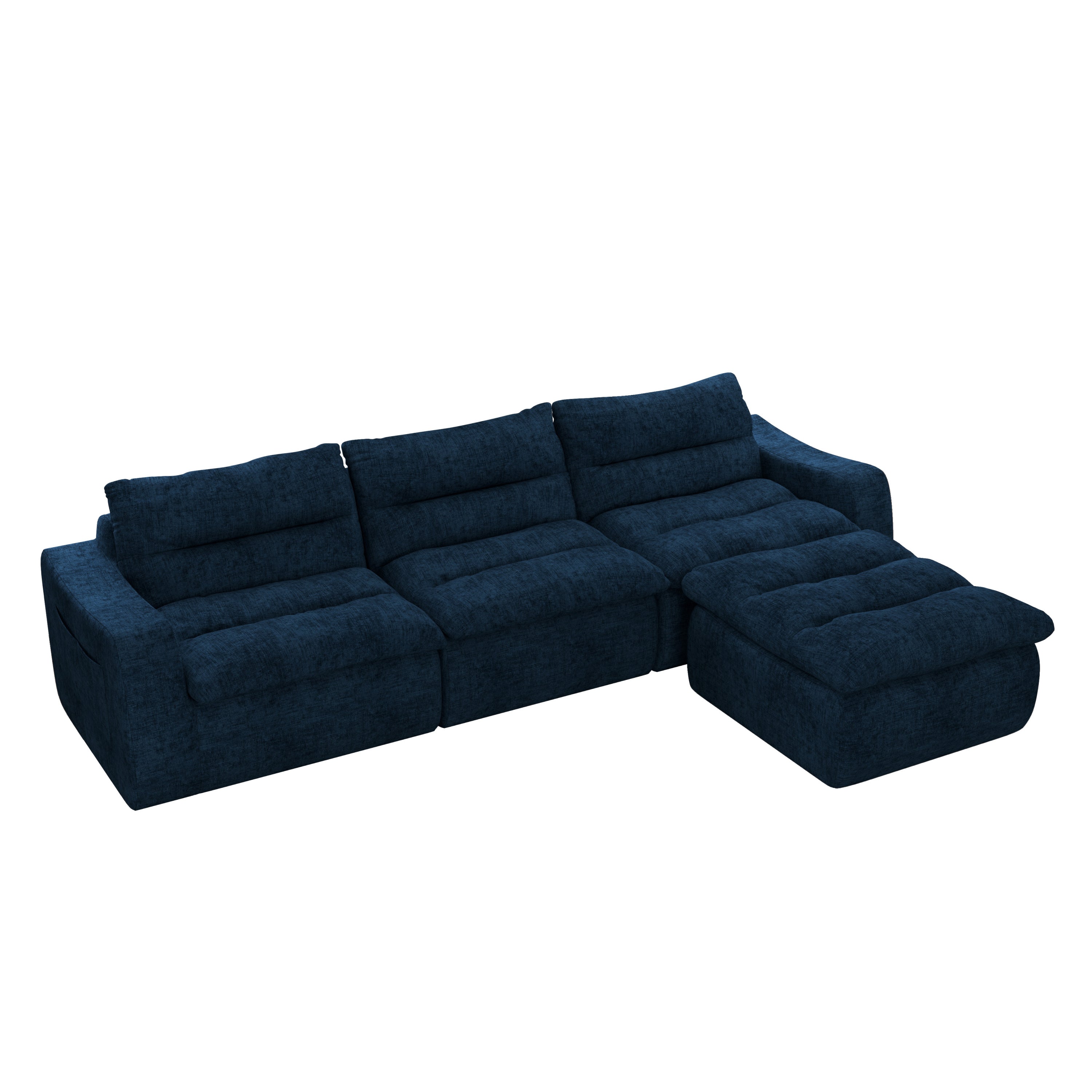 Right sofa seat, L-shaped modular combined sofa, compressed combined sofa, modern lazy style comfortable beanbag sofa-Blue