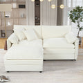 Deep Seat Sectional Sofa Cloud Couch with Ottoman,  Modern Chenille Comfy Love Seat Upholstered Modular L Shaped Couch for Living Room, Apartment, Office,DIY Combination,Beige