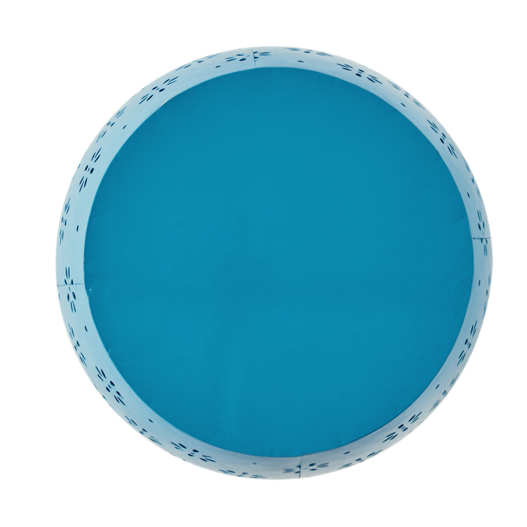 SOLEIL Barrel-Shaped Side Table Blue Iron 15.75 x 15.75 x 20.50 Inches