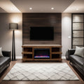 Laurel Canyon 65 inch Fireplace TV Stand for TVs up to 75 inches, Minimal Assembly, Oak Bourbon Finish