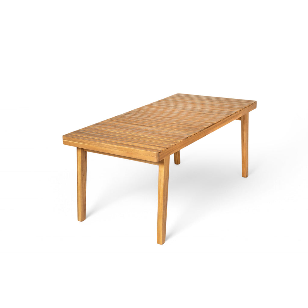 Durable 5 - Piece Patio Furniture Set Acacia Wood Table and 4 Heavy-Duty Cushioned Chairs, Natural