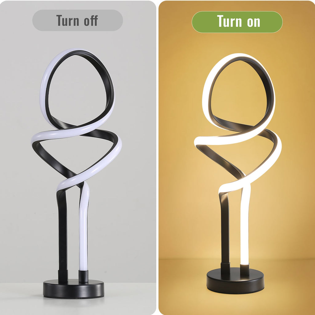 Small Unique Bedside Dimmable LED Table Lamp with Plug, Modern Desk Lamp for Girls Room, Living Room, Dresser