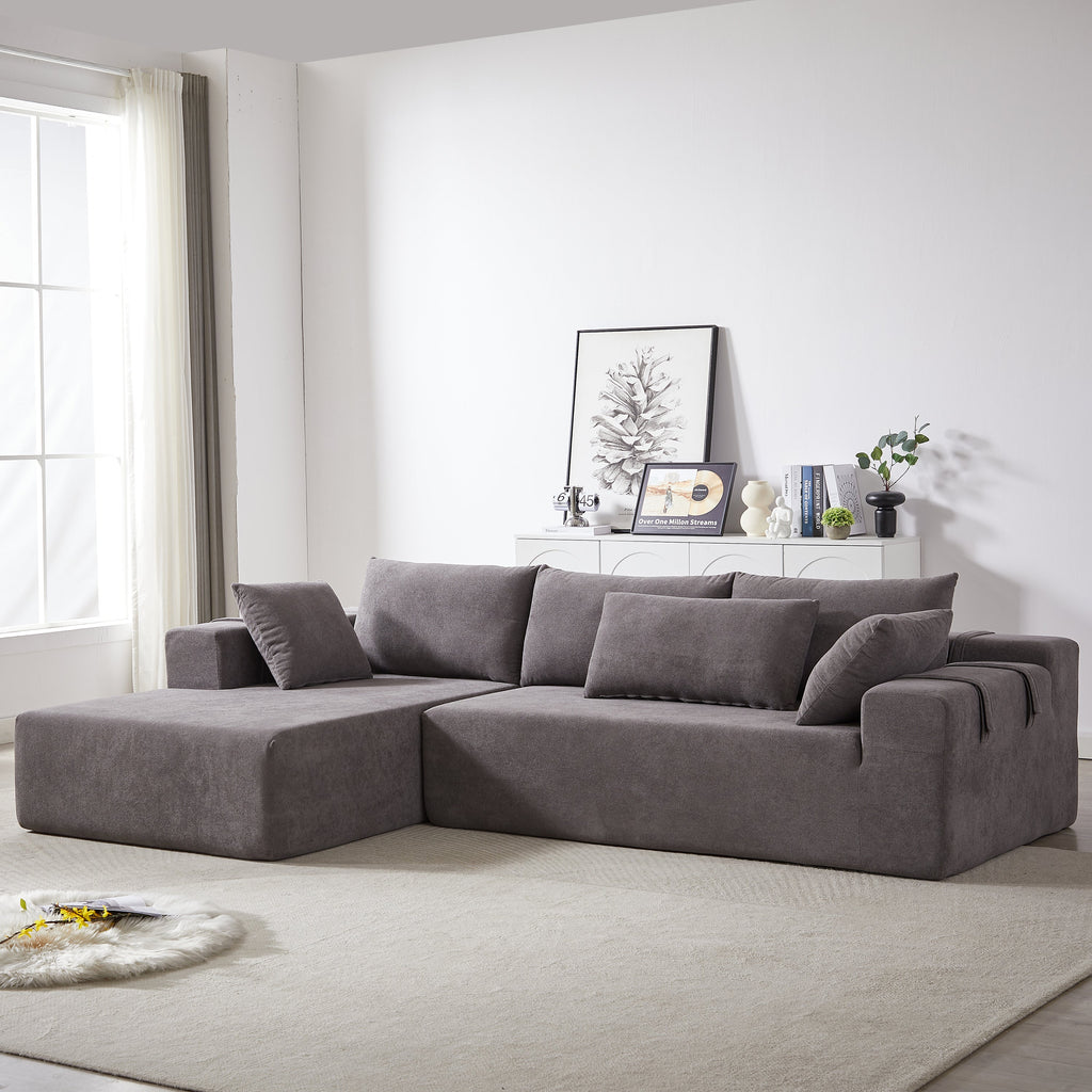 Modern Chenille Upholstered Sectional Sofa Couch Set,Modular 108' L Shaped Sectional Living Room Sofa Set With 6 Pillows,Free Combination Sofa Couch for Living Room,Bedroom(Left Chaise)