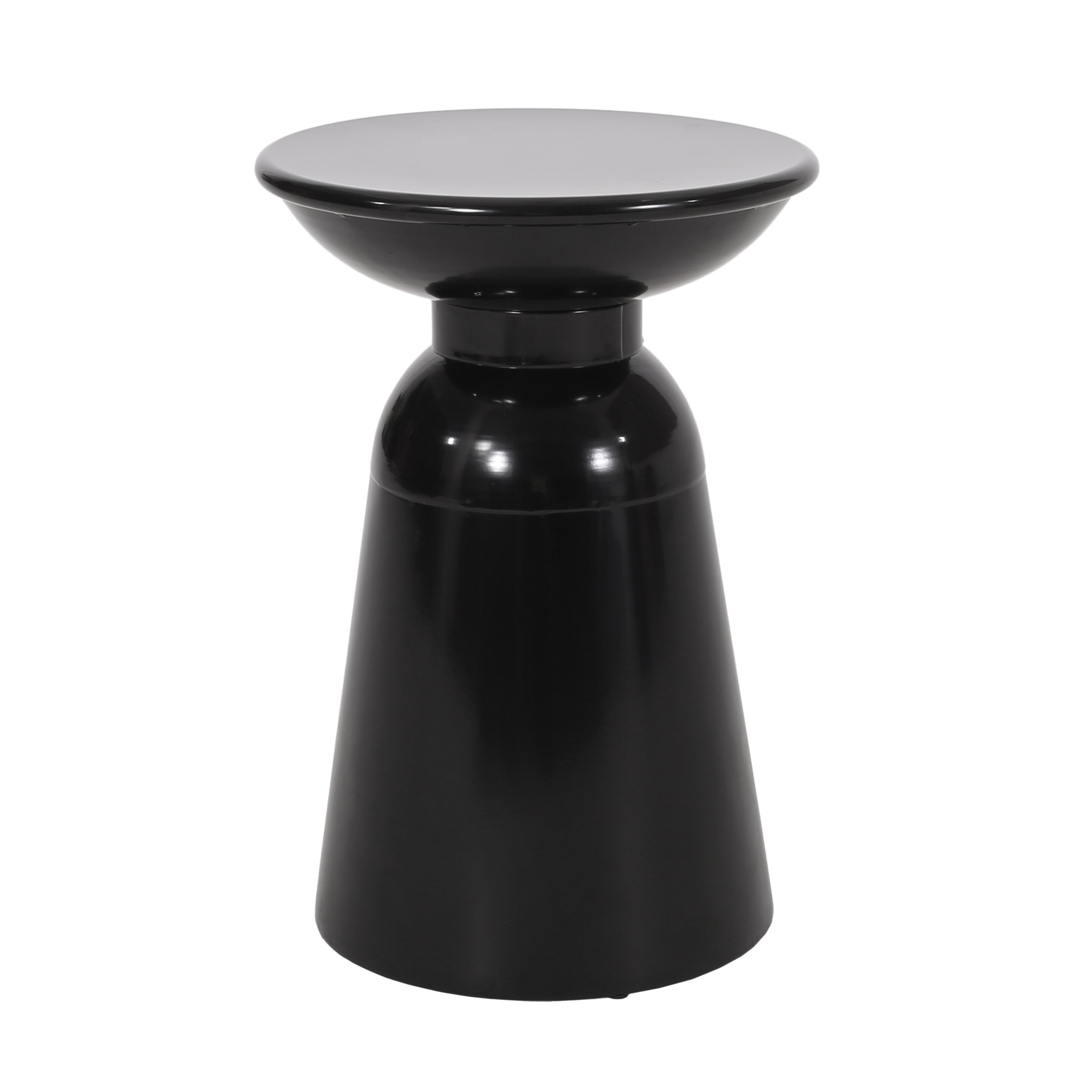 Serenita Outdoor Iron Side Tables with Flared Design, Set of 2 , Black