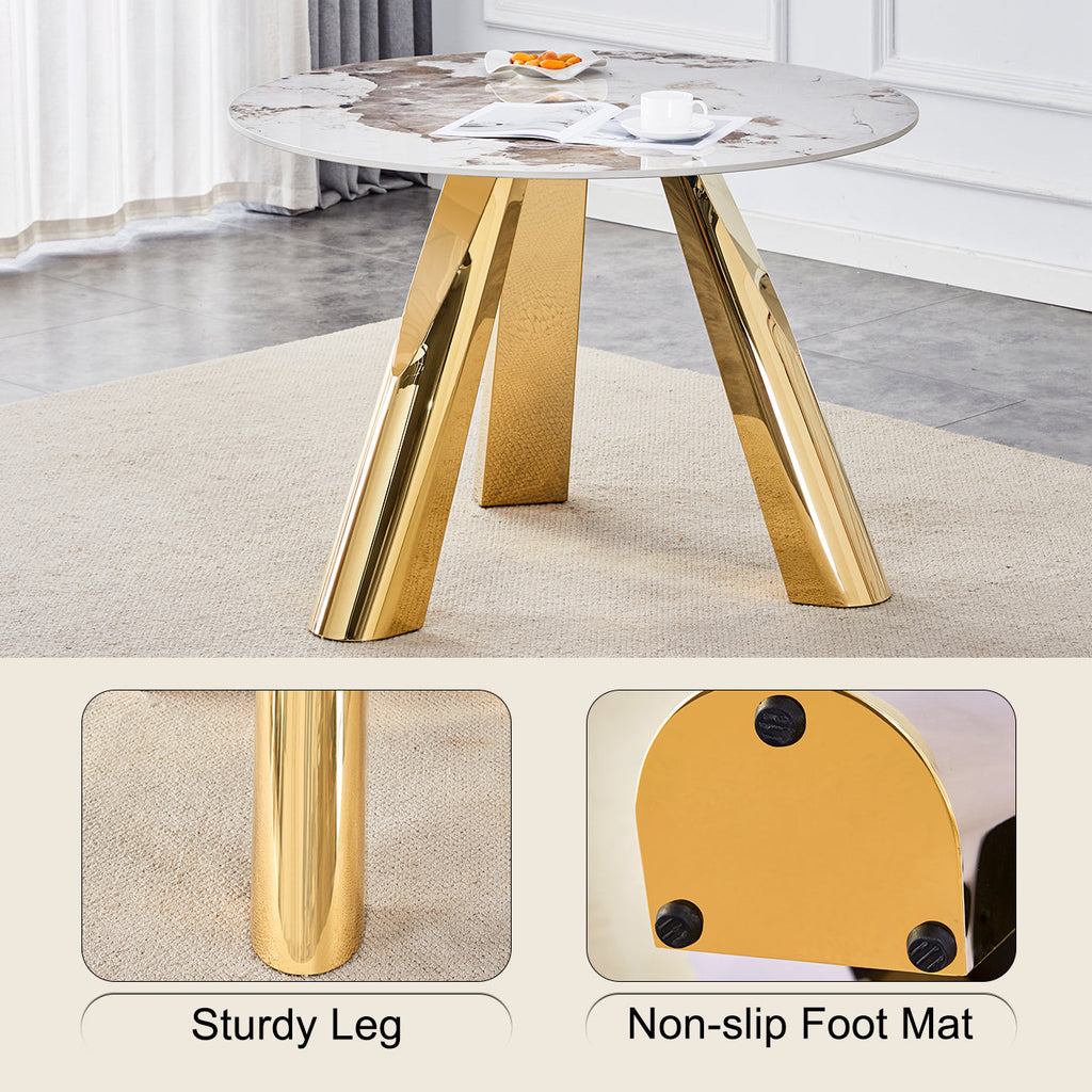 42' Luxury Sintered Stone Table: 0.45' Durable Top + 6' Steel Legs, 350lb Capacity, Stain/Heat-Resistant White/Gray Veined Surface - Modern Minimalist Design