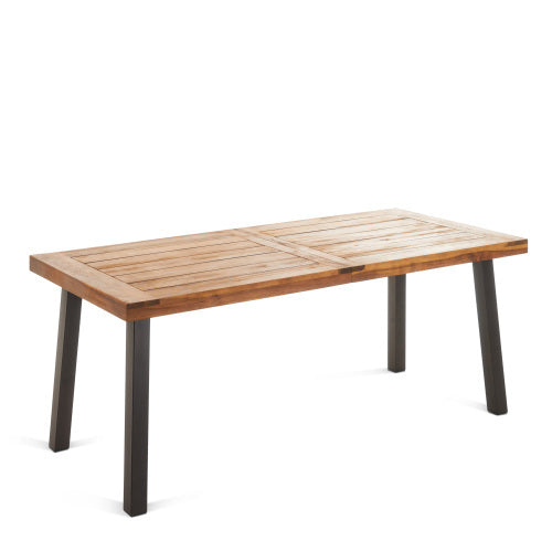 Outdoor Dining Set – Premium Acacia Wood Della Table & Wicker Chairs with Cream Cushion for Comfortable Dining Experience,Suitable for large gatherings(1 Table + 4 Chairs)