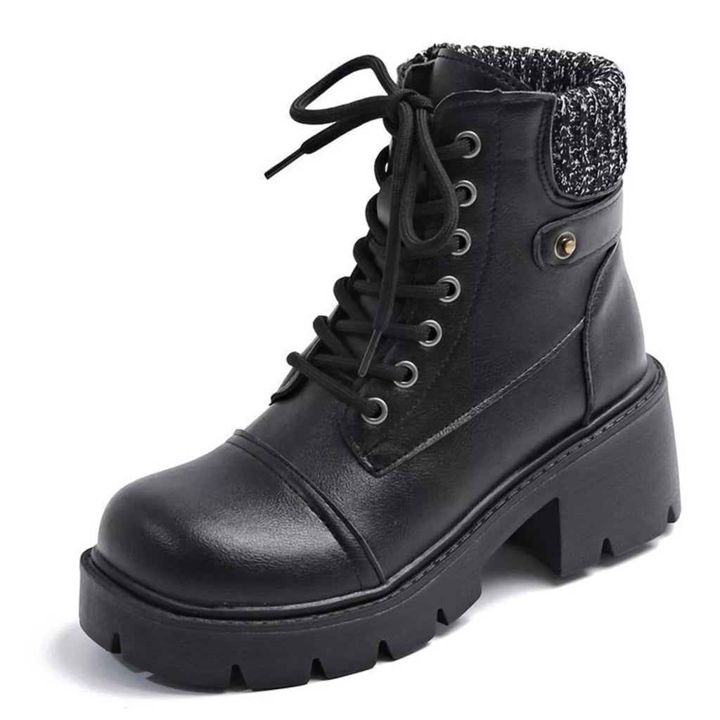 Round Toe Block Heels Boots