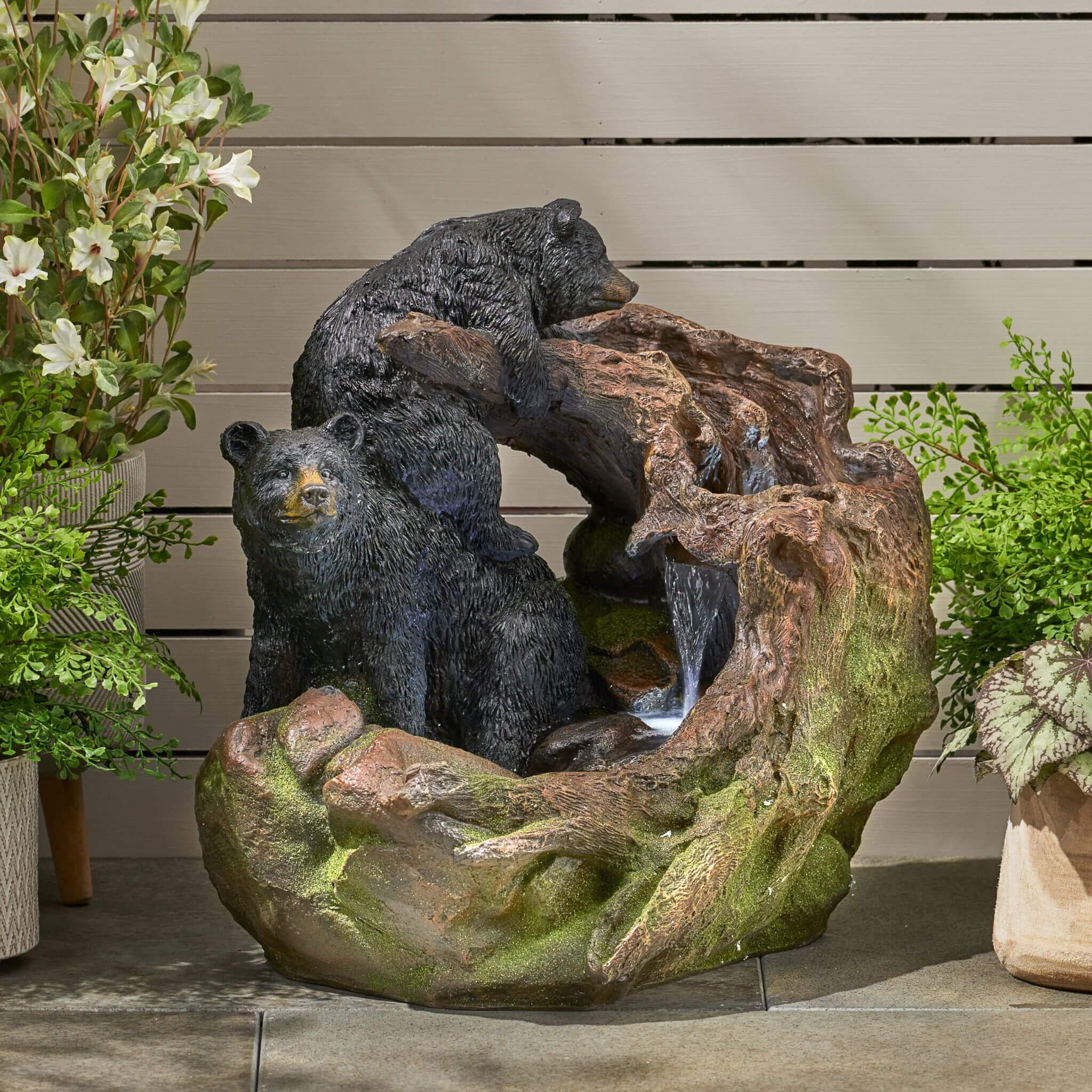 22" Weather Resistant Outdoor Floor Fountain With LED Lights (SAK77651)