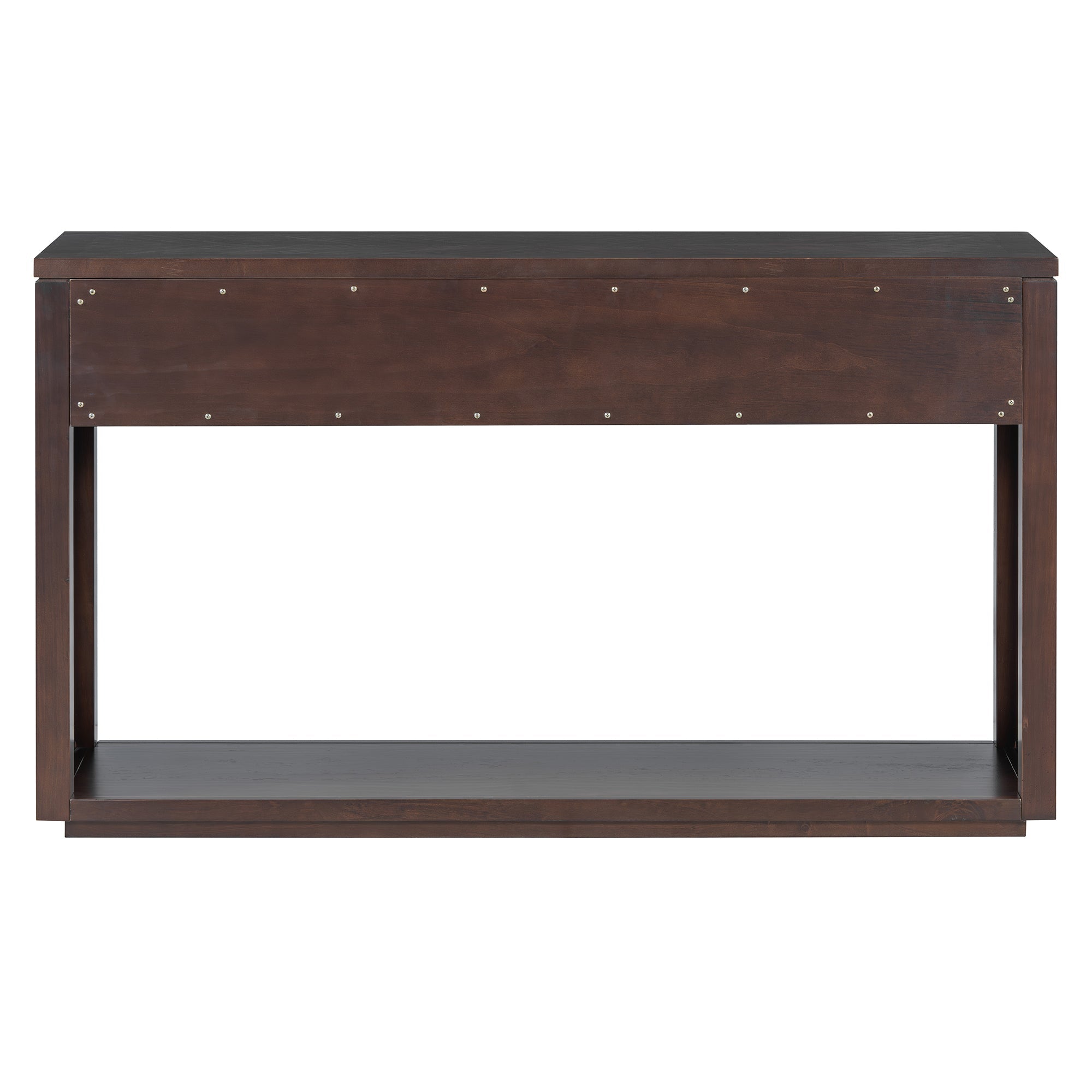 TREXM 55' Console Table, Rustic Wooden Entryway Table with Storage Drawers and Open Shelf, Elegant Sofa Table for Hallway and Living Room (Espresso)