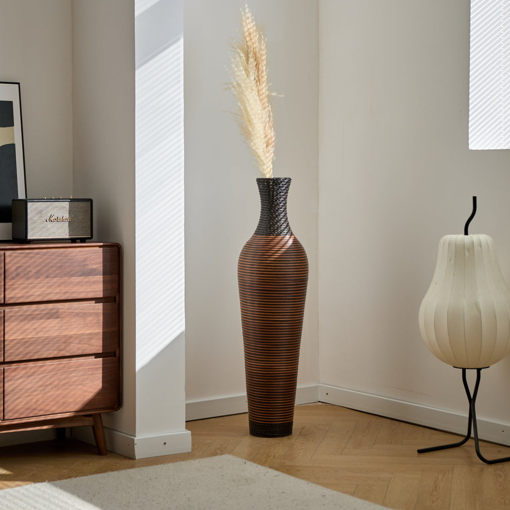 39' Tall Standing Designer Floor Vases with Elegant Two-Tone Dark Brown Finishes - Ideal for Decorating Living Rooms, Bedrooms, Entryways Perfect for Decorating Your Home