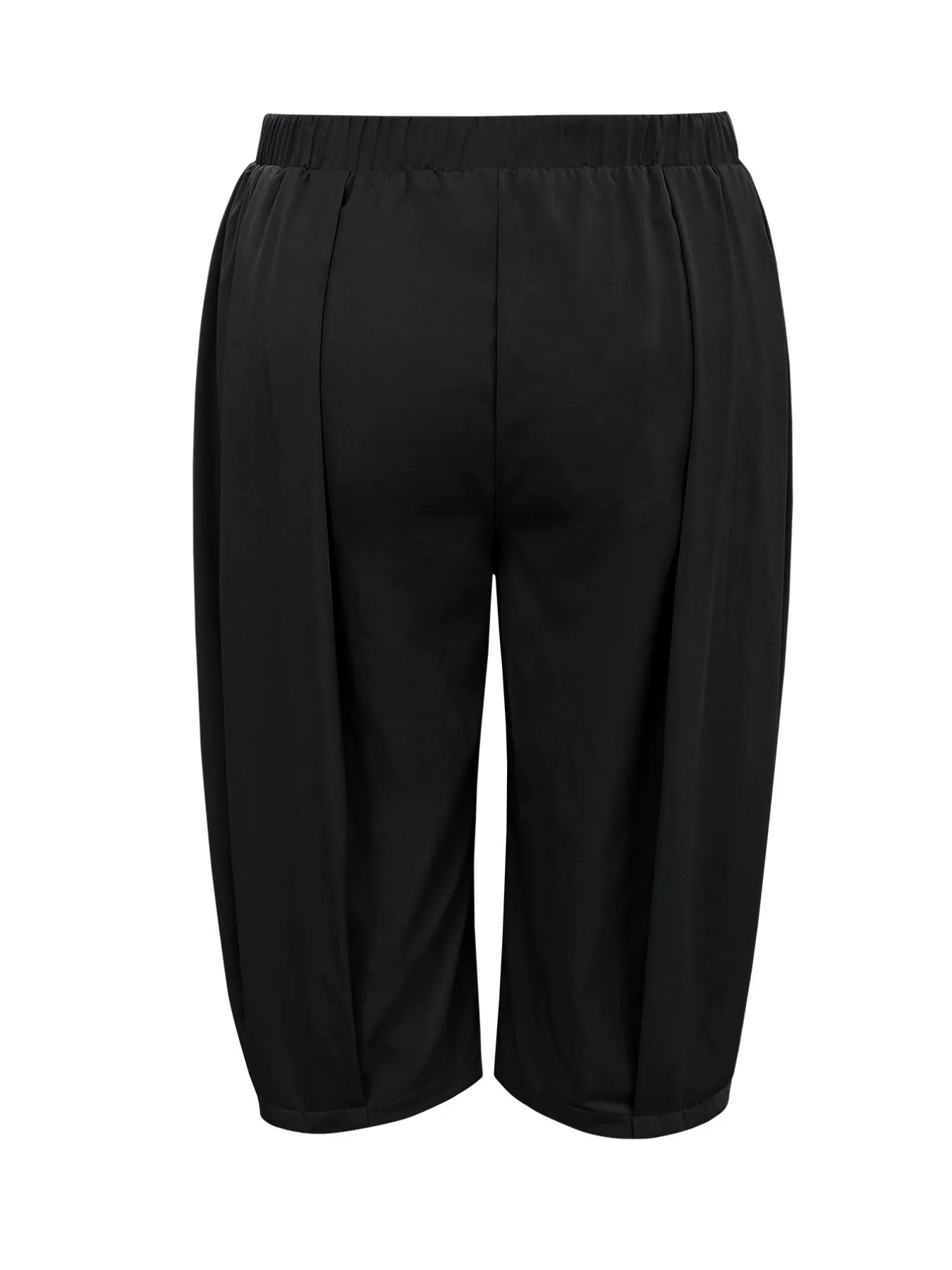 Plus Size Wide Leg Pleated Detail Cropped Pants