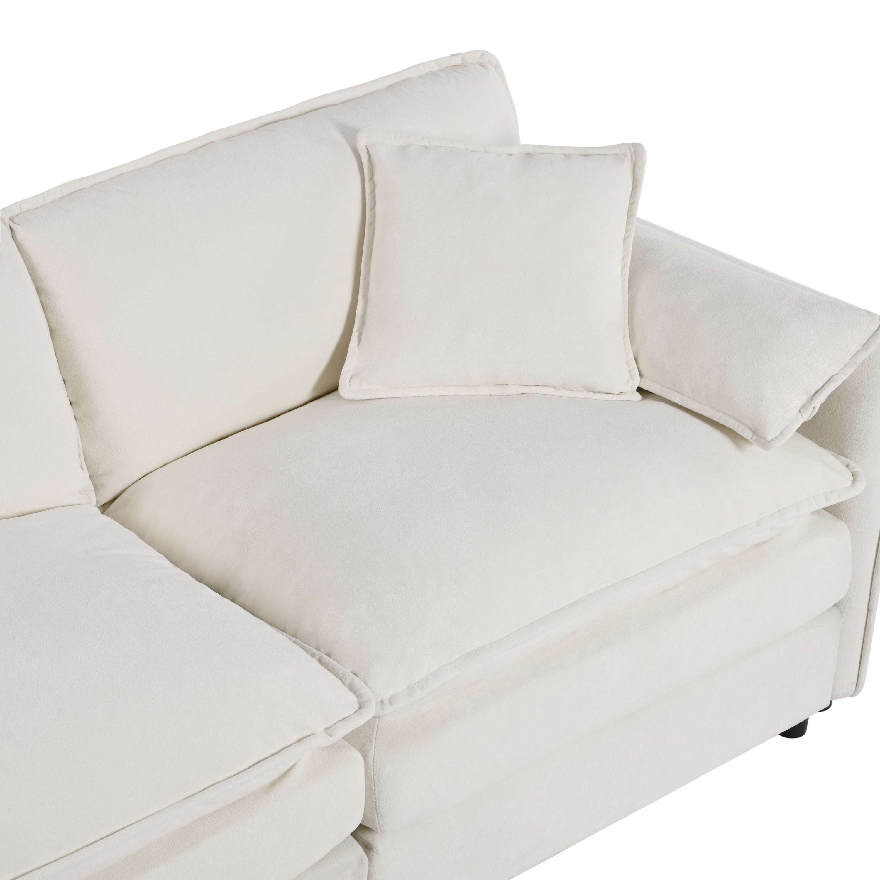 Modular Sectional Sofa, Oversized Deep Seat L Shaped Couch Set for Living Room, 3-Seater Comfy Cloud Couches with Movable Ottoman, DIY Combination, Chenille,Beige