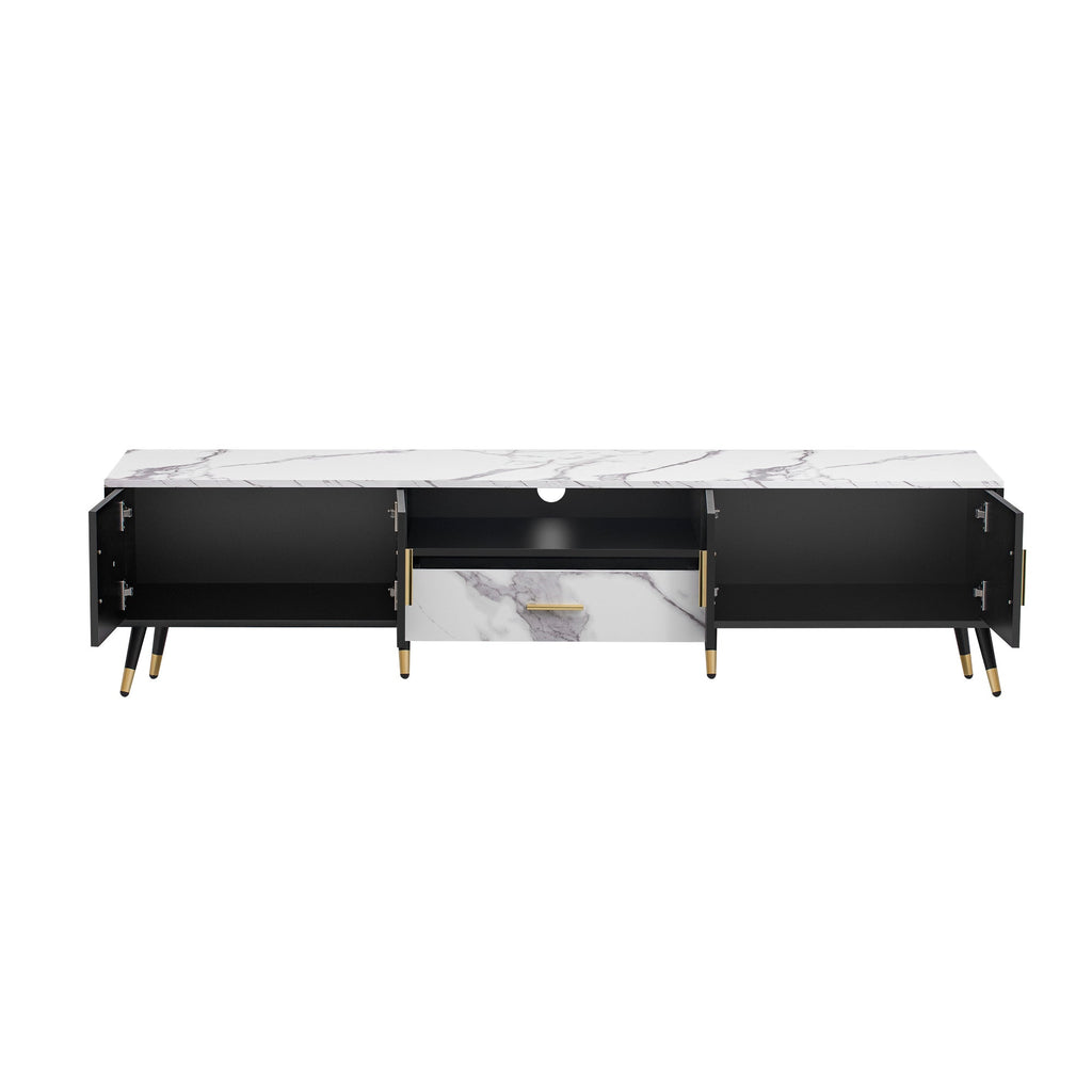 71'' Modern TV Stand with 2 Cabinets&  Open Compartments, Entertainment Center for TVs up to 80'', Television Console for Living Room, Bedroom, Home Theatre