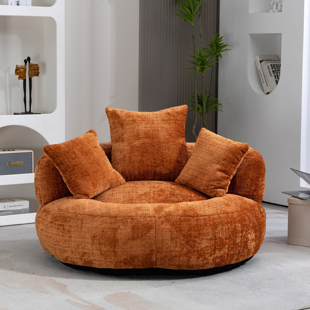 Lazy Sofa Durable Comfort Lounger High Back Bean Bag Chair for Adults and Kids, Indoor & Outdoor, Orange Chenille
