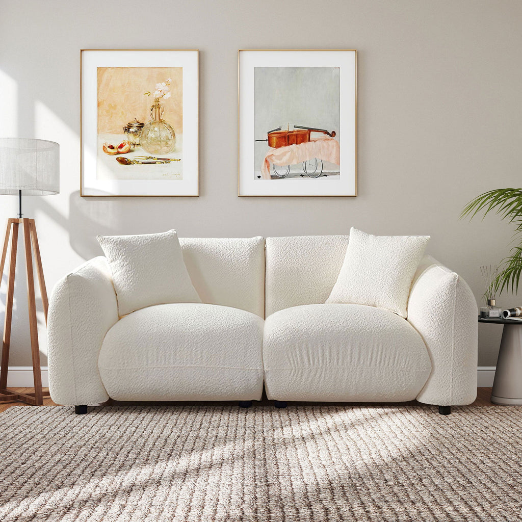 Mid Century Modern Couch 2-Seater Sofa for Livingroom, Beige