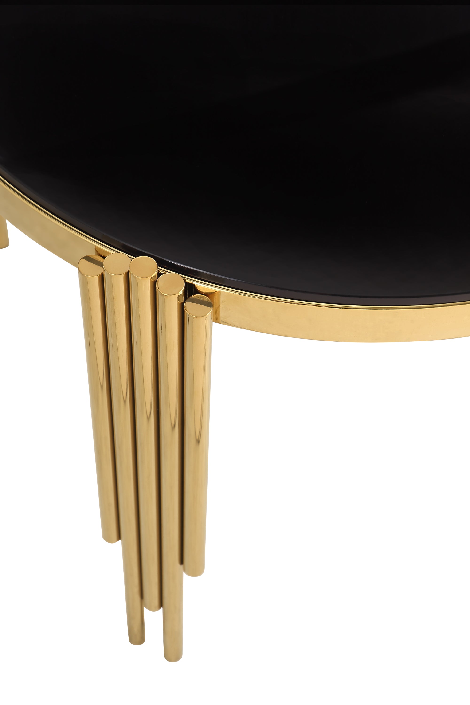 38.6' Round Glass Dining Table, Tempered Glass Tabletop and Polished Gold Legs, Modern Style Table for Home, Kitchen. Dining Room