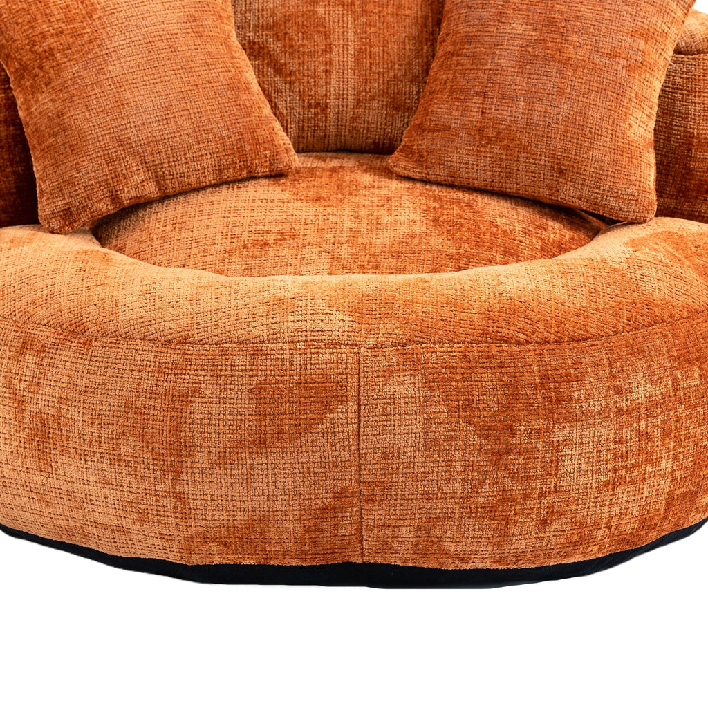 Lazy Sofa Durable Comfort Lounger High Back Bean Bag Chair for Adults and Kids, Indoor & Outdoor, Orange Chenille