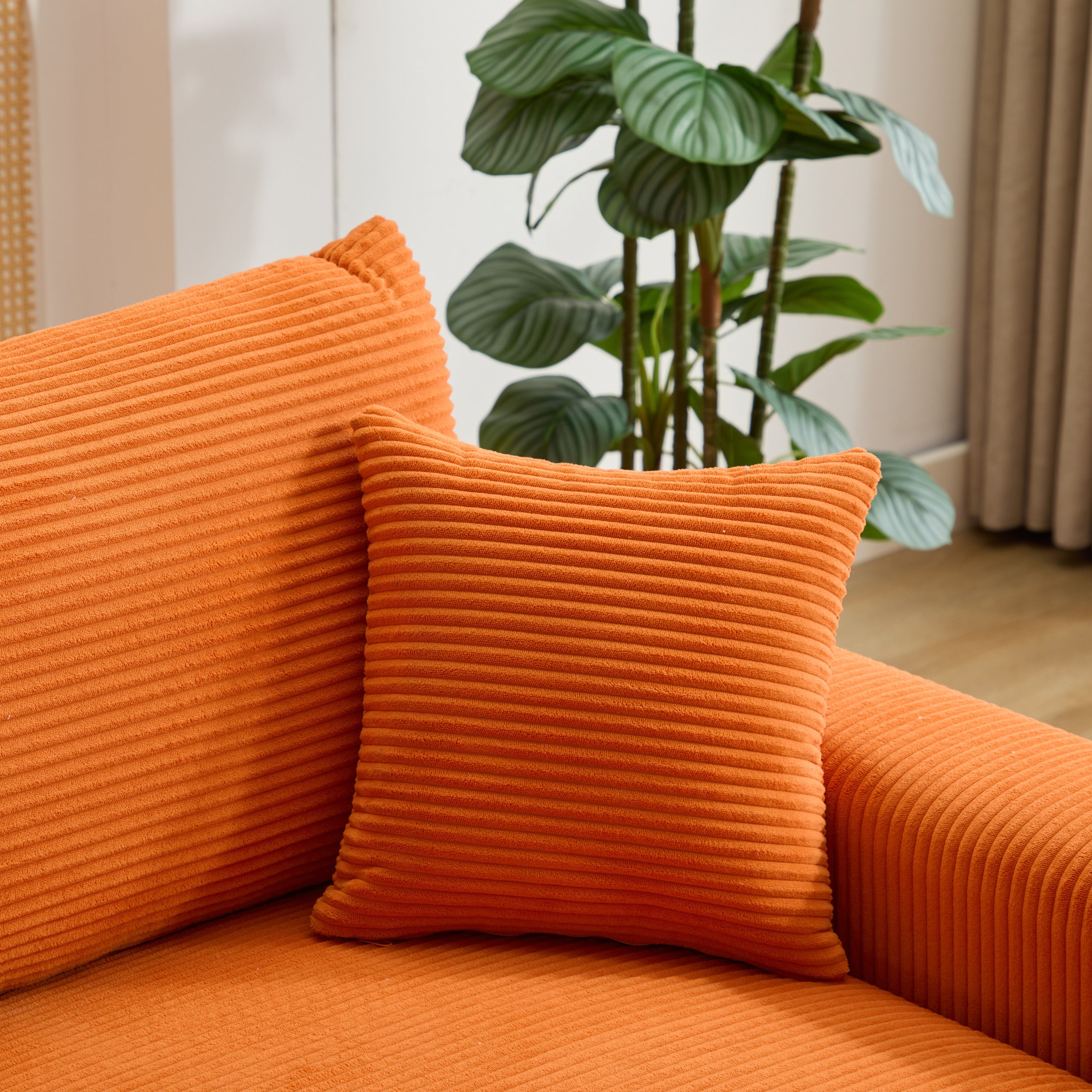 Modern Sectional Couch , 2 Pieces Corduroy Couch Cushion Covers , Soft Stretch Sofa Slipcovers with 2pcs Pillows
