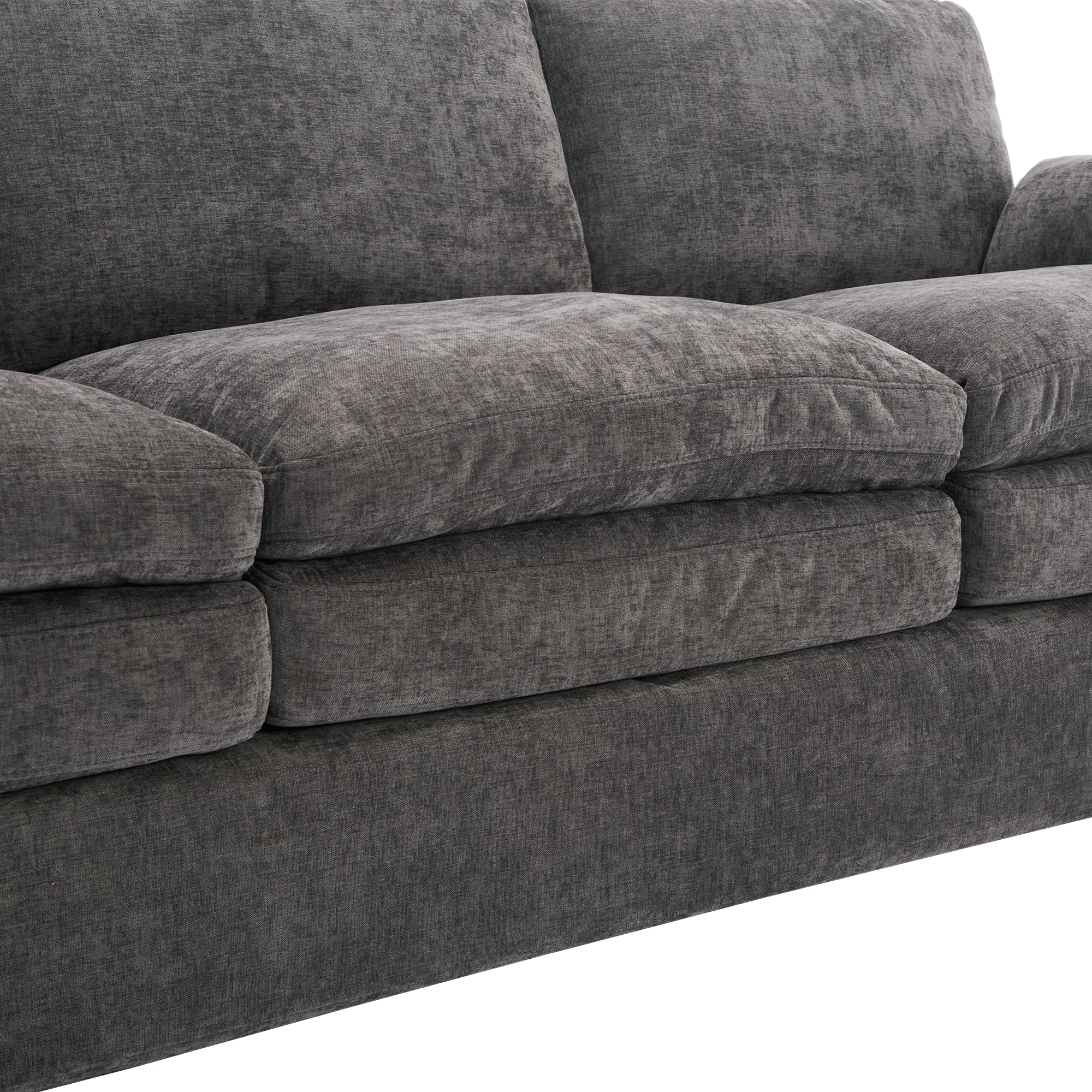 Cozy Upholstered Sofa Set Oversized Comfy Cloud Sofa Double Cushion Sofa Group Plush Cushion Sofa Couch for Living Room, Grey