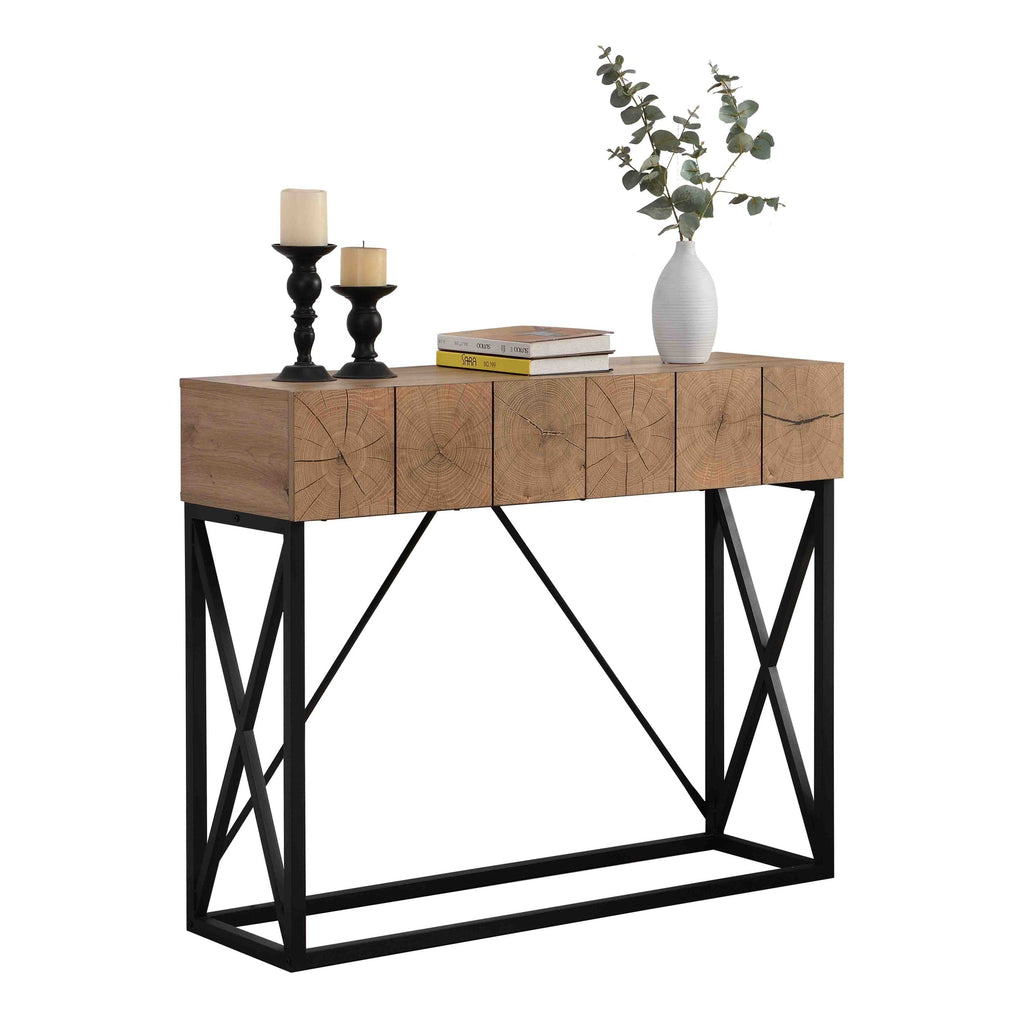 43.31'' Luxury Wood Sofa Table, Industrial Console Table for Entryway, Hallway Tables with Two Drawers for Living Room