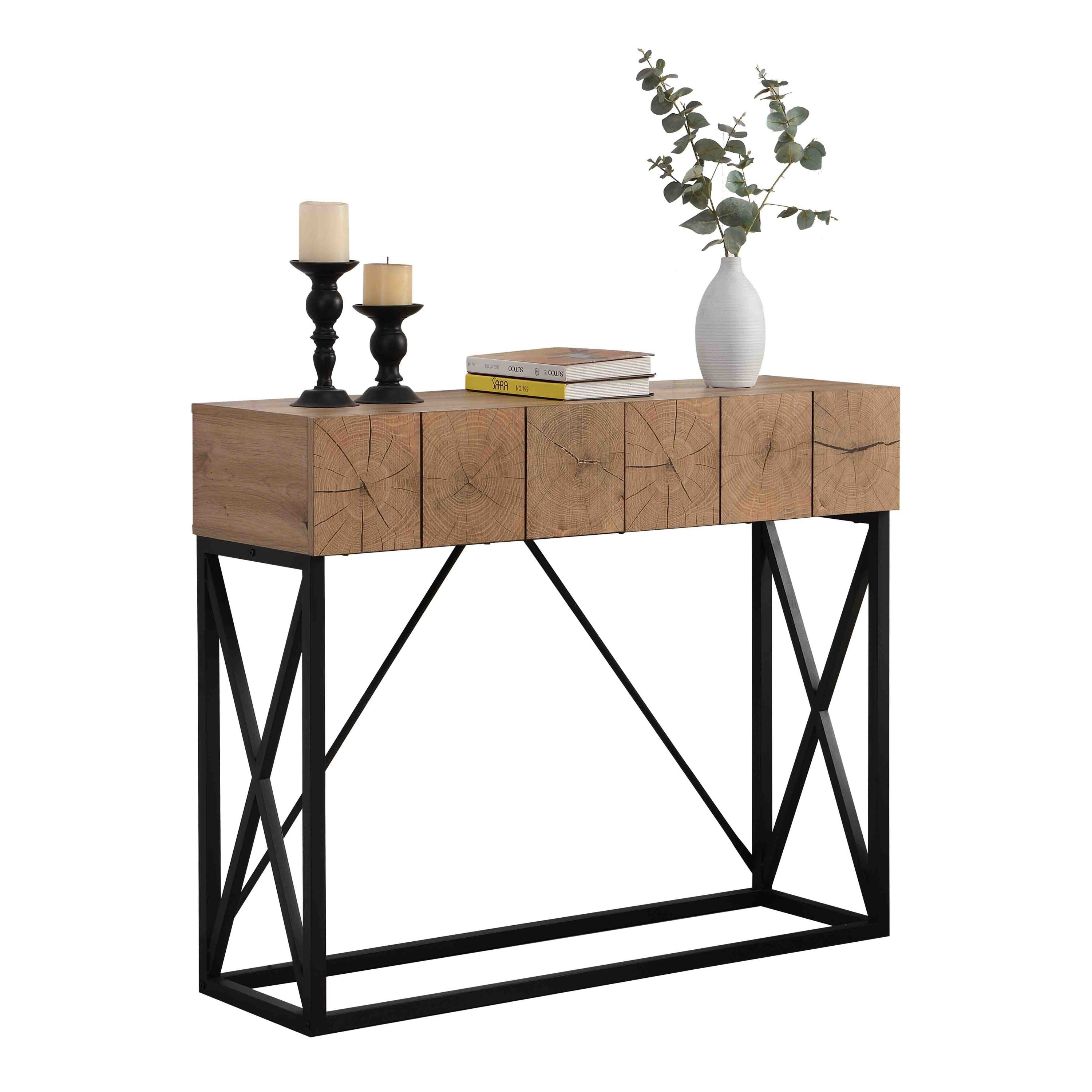 43.31'' Luxury Wood Sofa Table, Industrial Console Table for Entryway, Hallway Tables with Two Drawers for Living Room