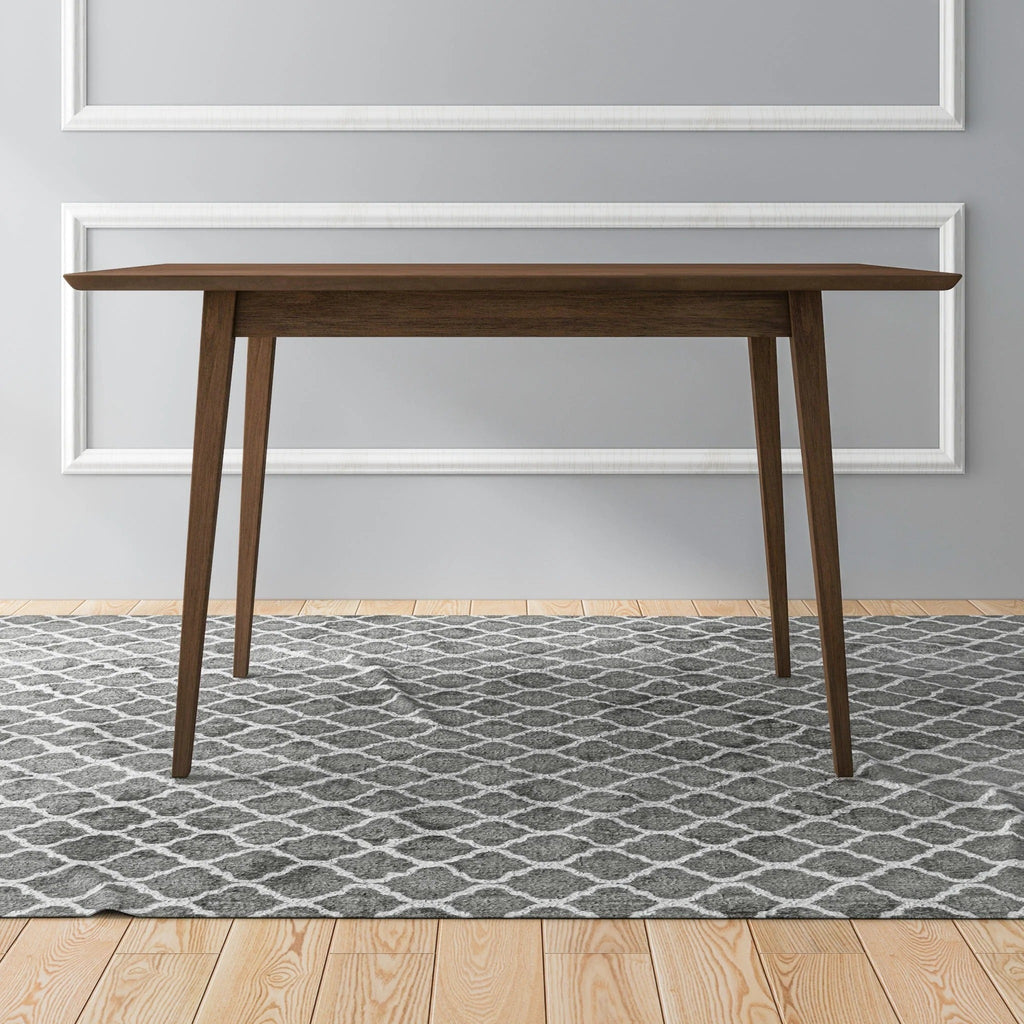 Mary Modern Style Solid Wood Rectangular Dining Kitchen Table Brown Finish Beveled Edges