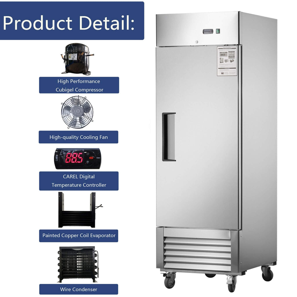 27-Inch 8.7 Cu.Ft Commercial Upright Stainless Steel Reach-In Freezer (SAK43815)