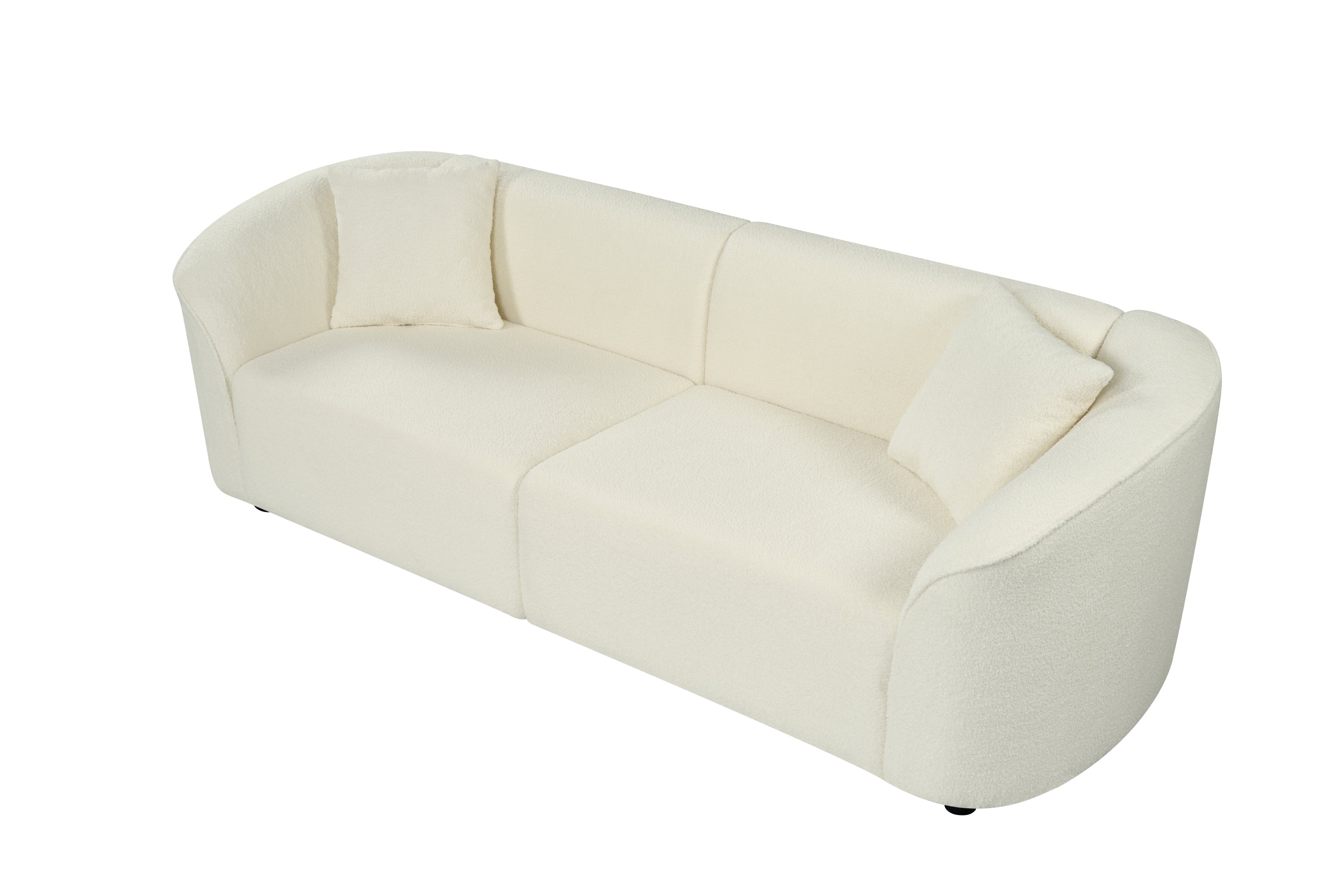 87' Curved Contemporary Sofa in Beige: Plush Seating, Streamlined Design, and Durable Frame – Ideal for Stylish Living Spaces
