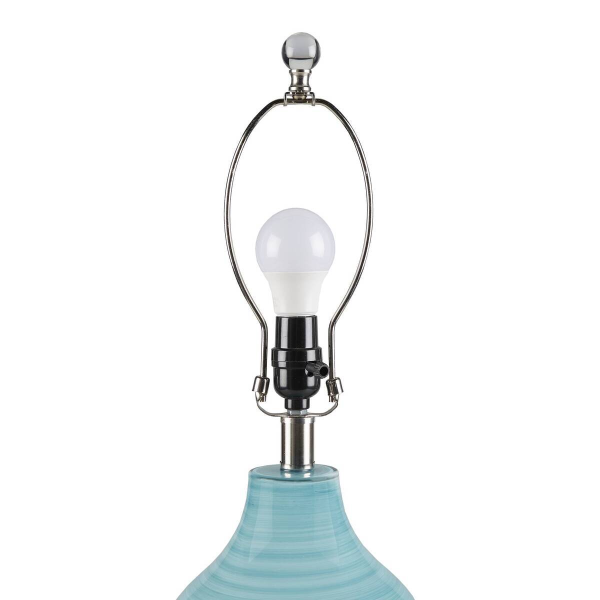 Blue Aqua Swirl Blown Glass Table Lamp Aqua See below