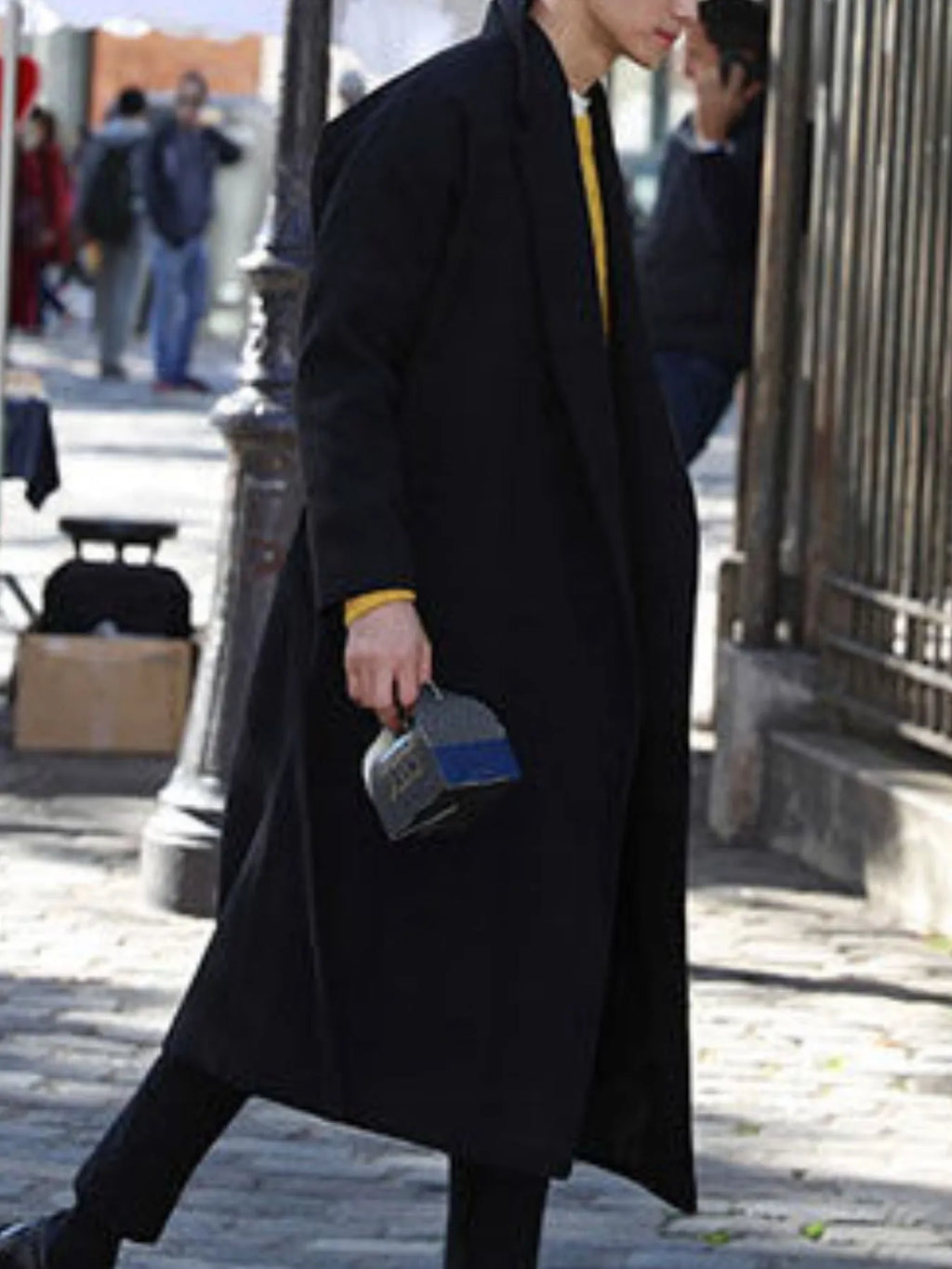 Lapel Collar Long Sleeve Longline Coat