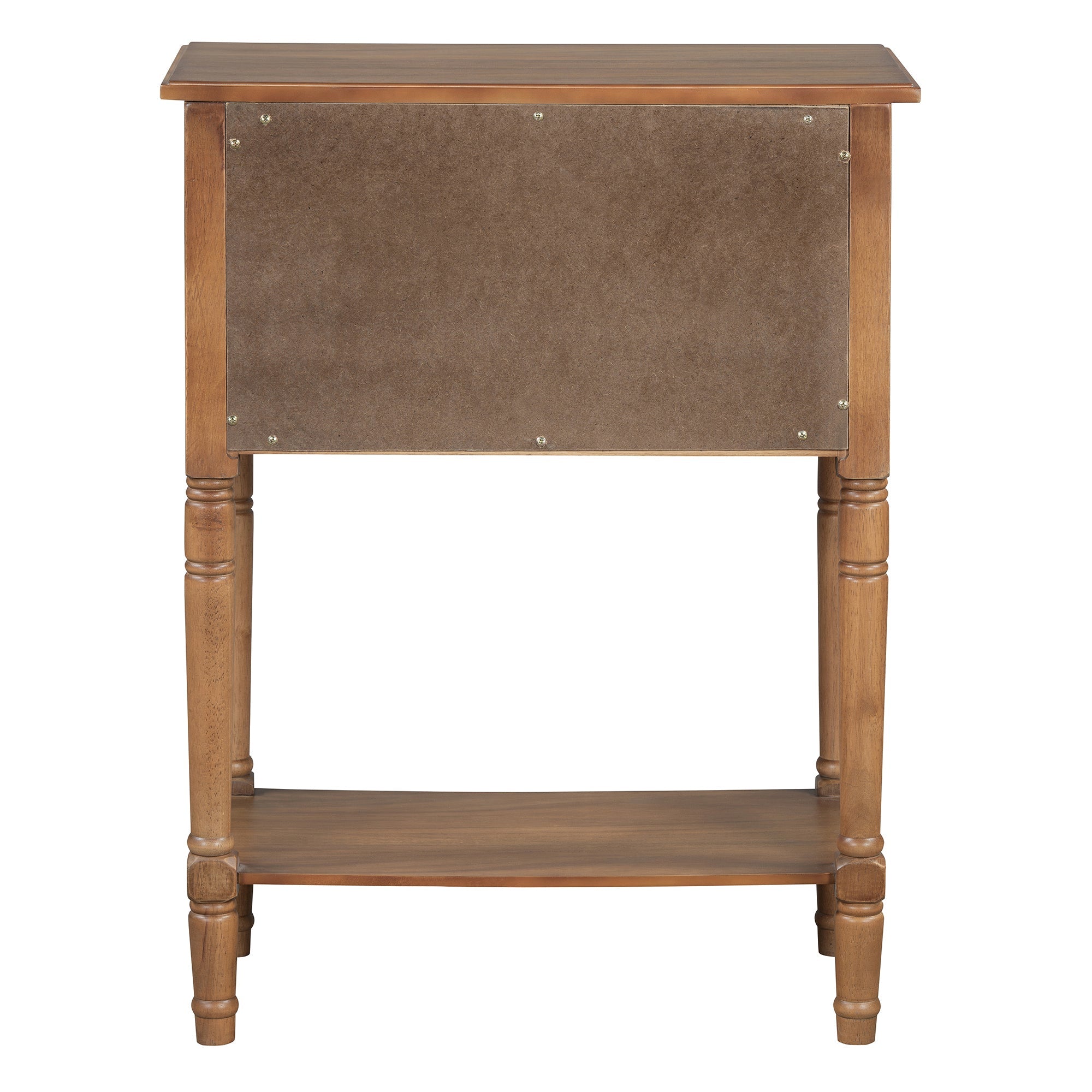 TREXM Narrow Console Table, Slim Sofa Table with Three Storage Drawers and Bottom Shelf (Natural)