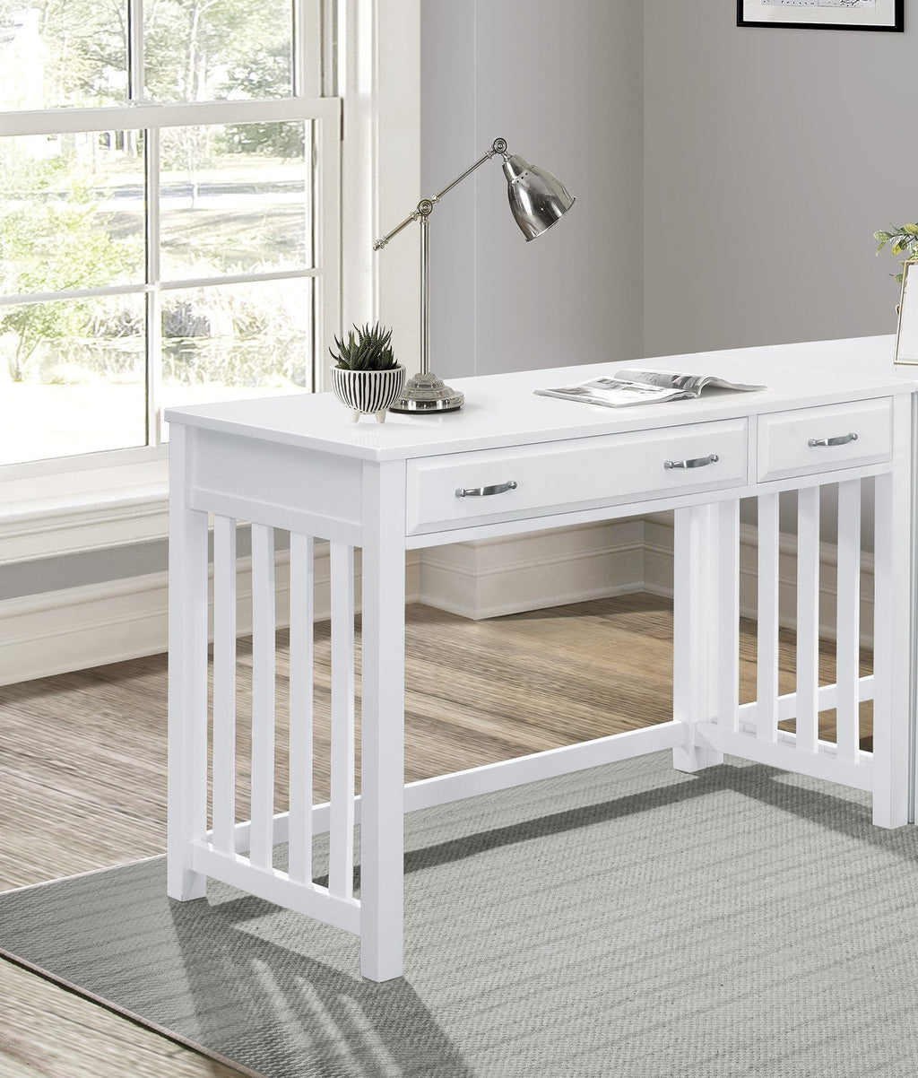 Modern Traditional 1pc Desk with 2x Drawers White Finish Keyboard Drawer Wooden Furniture