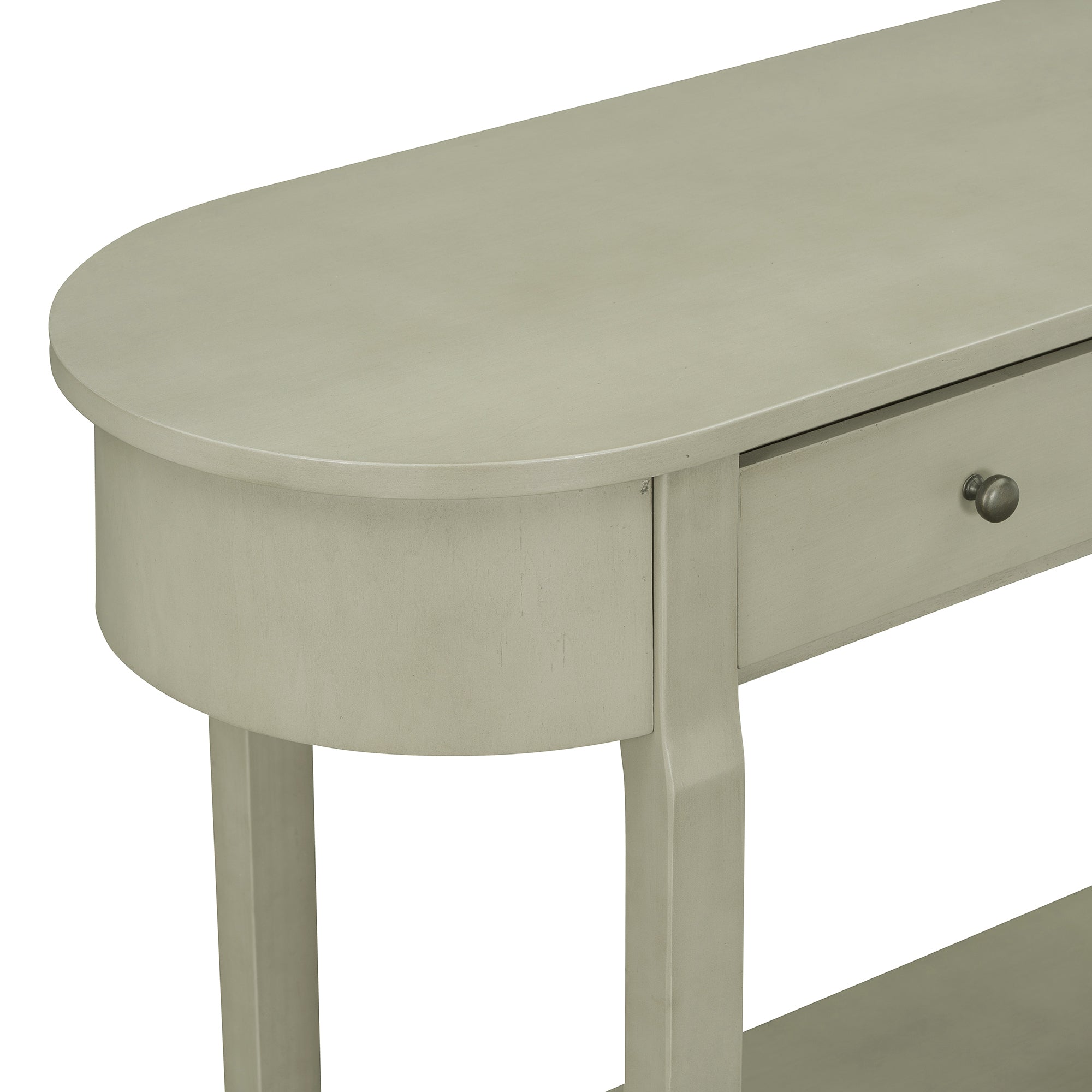 TREXM Elegant Retro Console Table with Curved Design and Smooth Glaze for Entryways, Living Rooms and hallways (Grey)