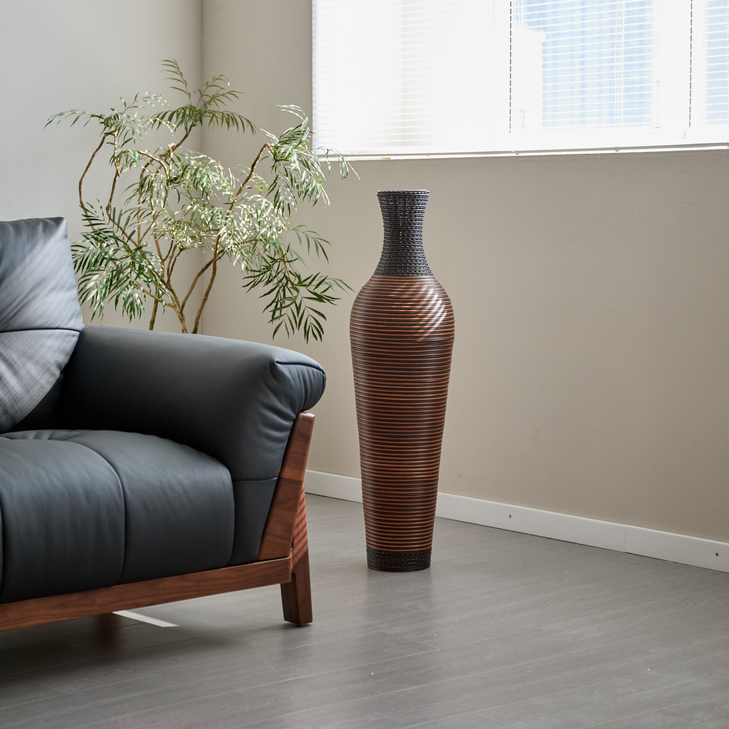 39' Tall Standing Designer Floor Vases with Elegant Two-Tone Dark Brown Finishes - Ideal for Decorating Living Rooms, Bedrooms, Entryways Perfect for Decorating Your Home