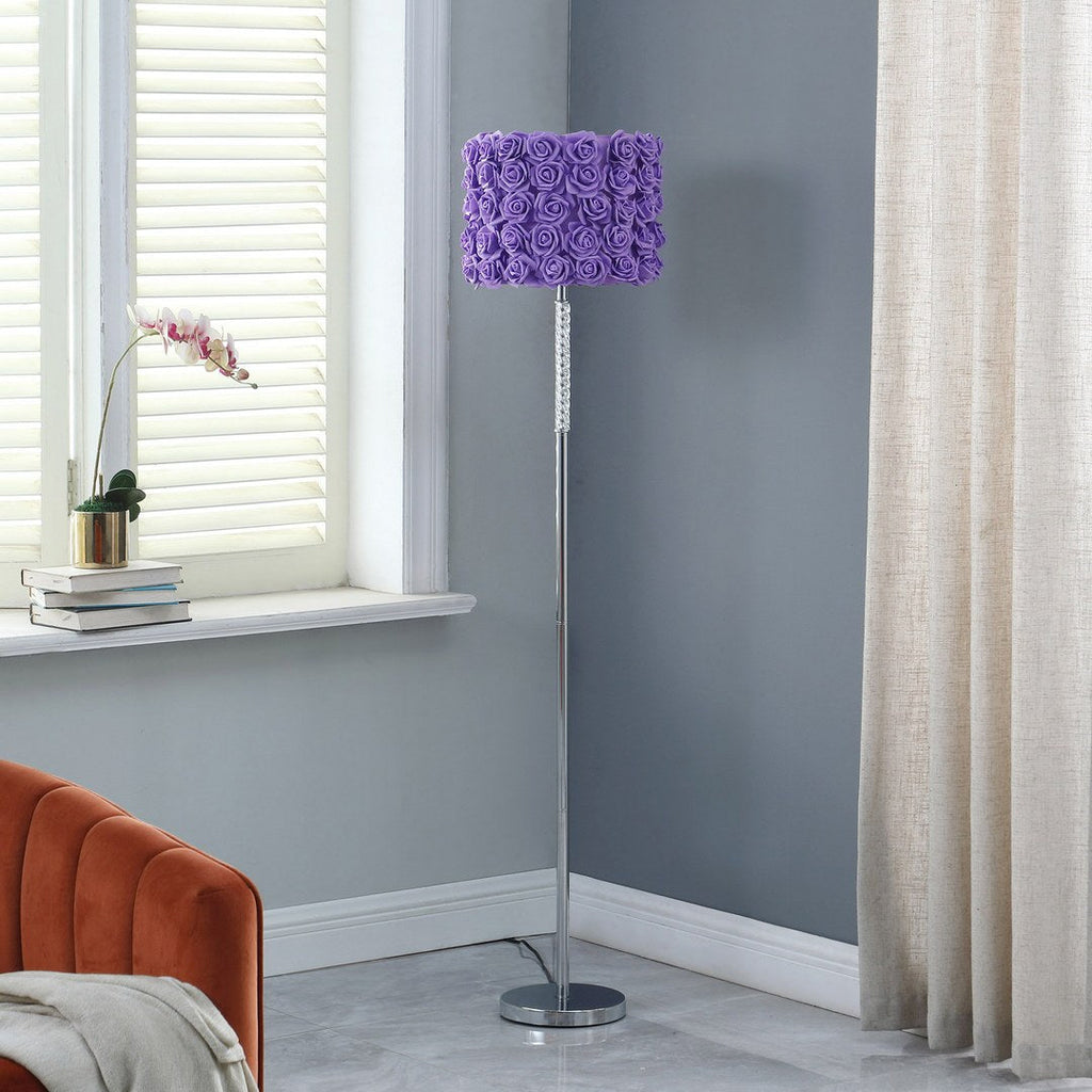 63'In Lavender Roses In Bloom Acrylic/Metal Floor Lamp