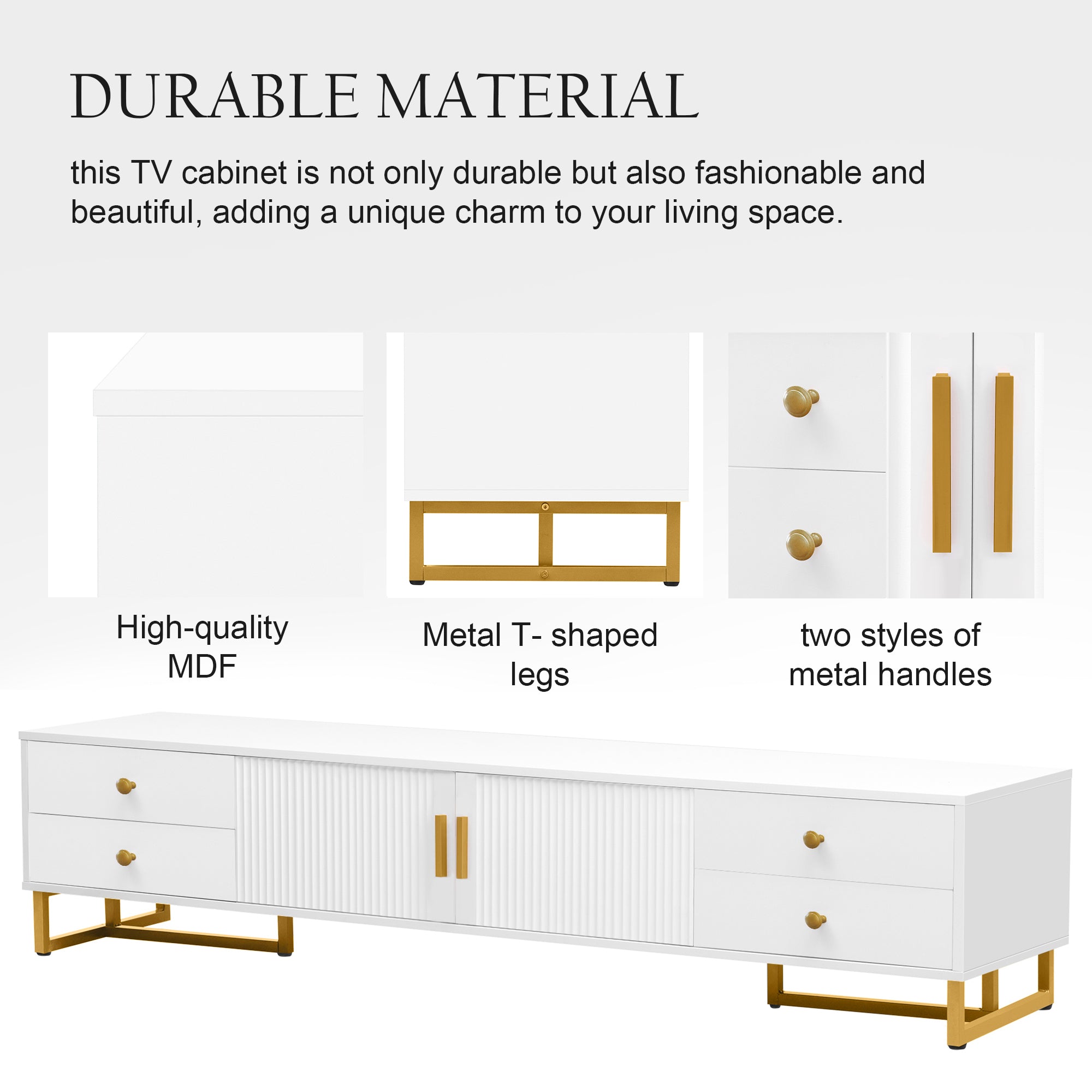 U-Can TV Stand for 65+ Inch TV, Entertainment Center TV Media Console Table, Modern TV Stand with Storage, TV Console Cabinet Furniture for Living Room(OLD SKU: WF530740AAK)